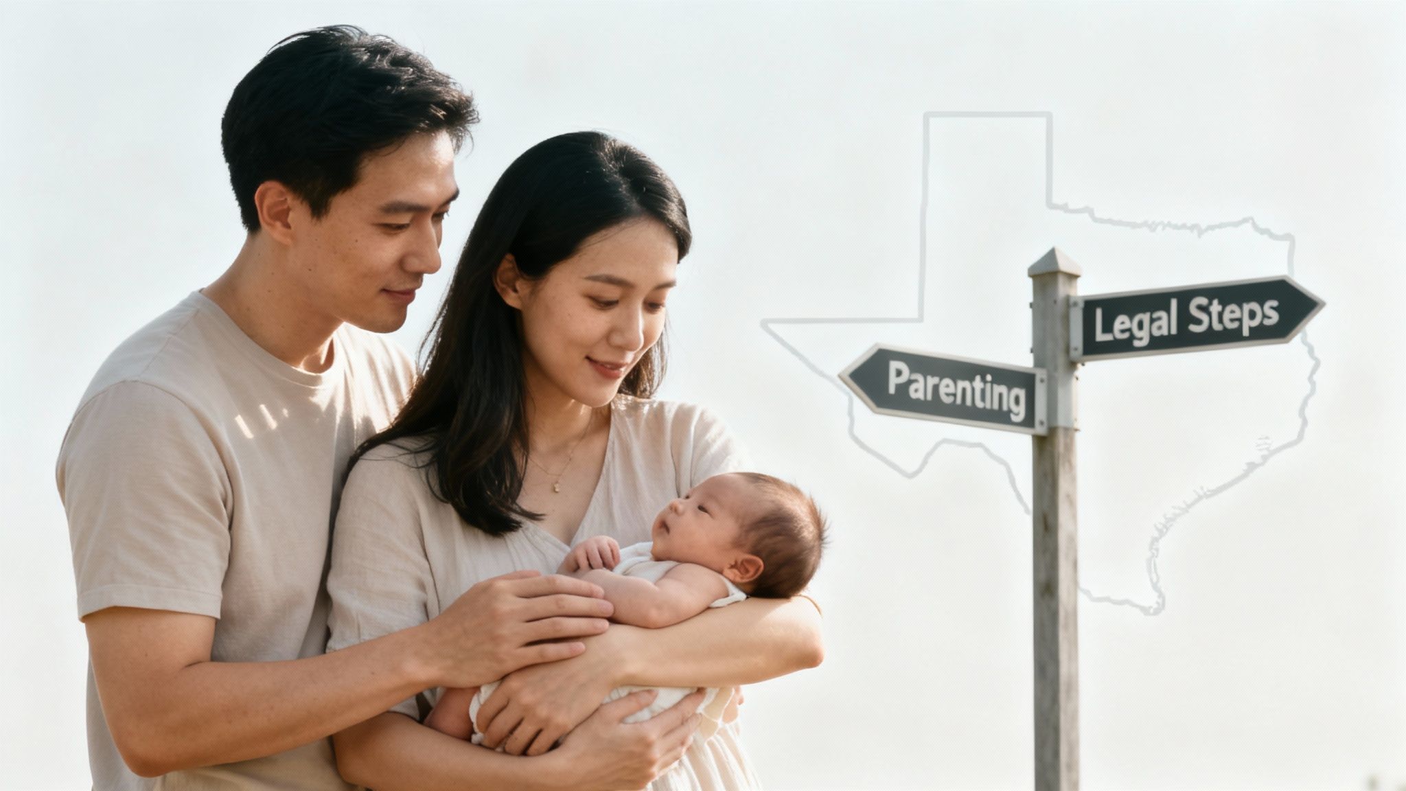 A mother holds her baby's hand, symbolizing the initial legal bond.