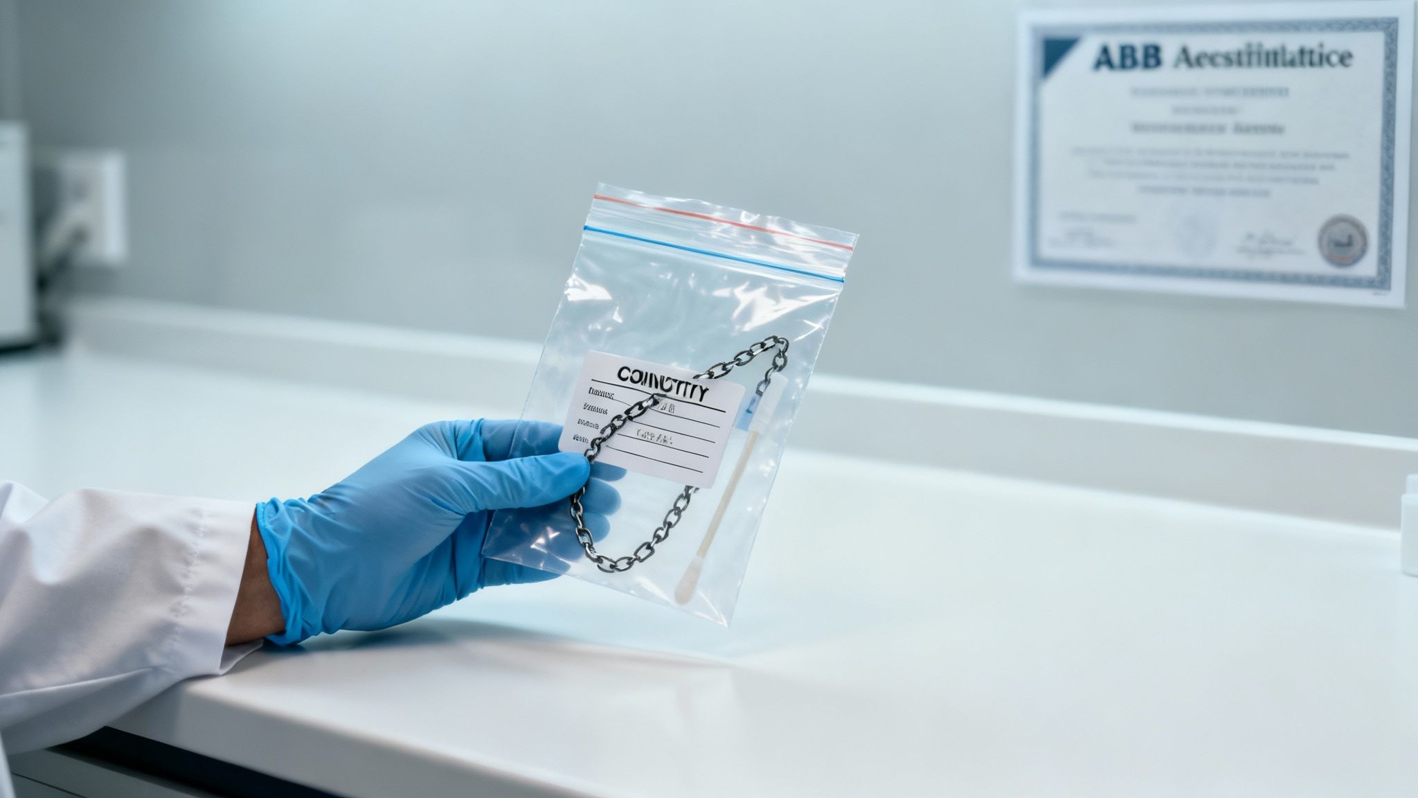 A scientist in a lab looking at samples for a paternity test