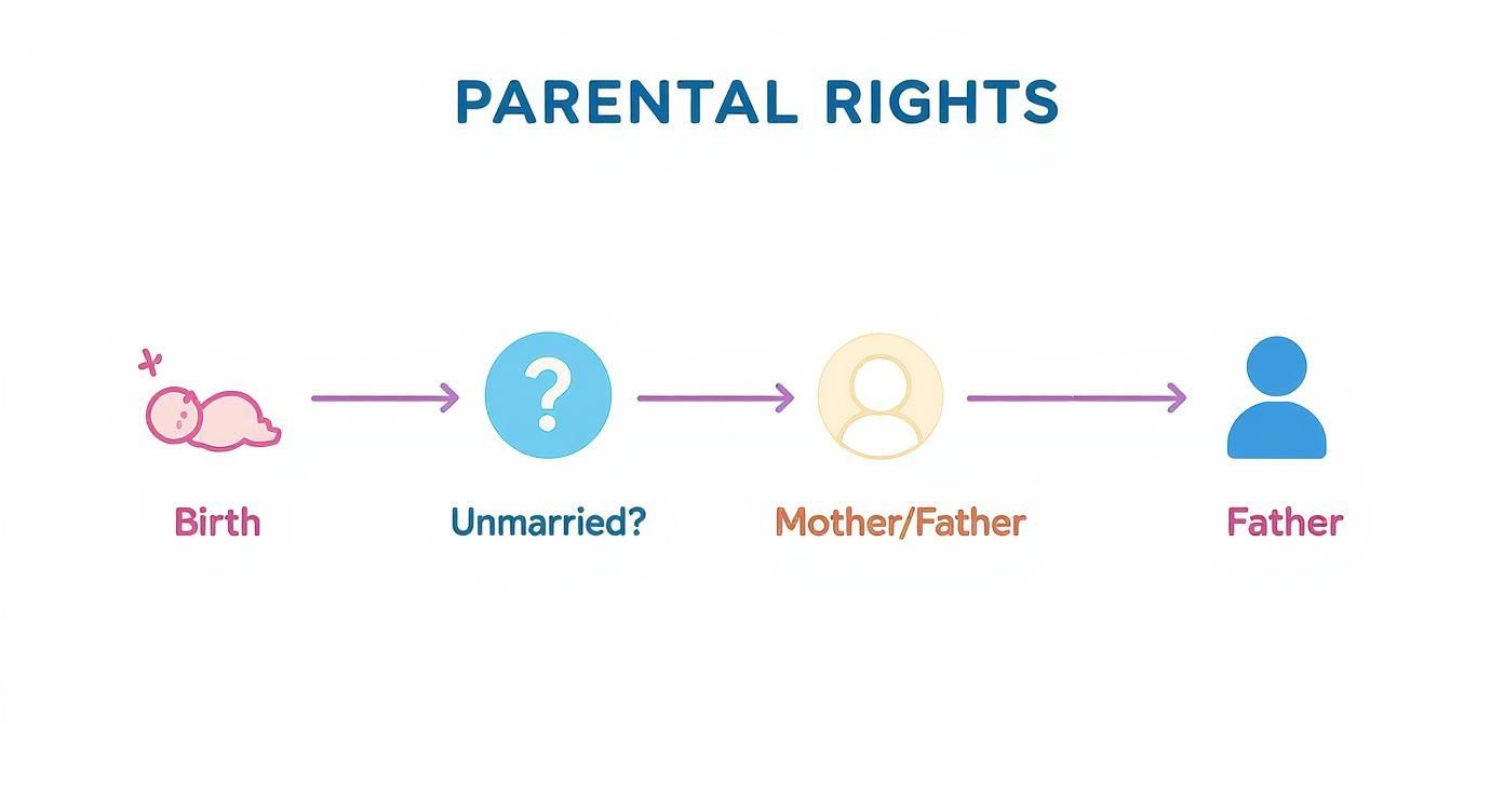 Infographic about custody laws in texas for unmarried parents
