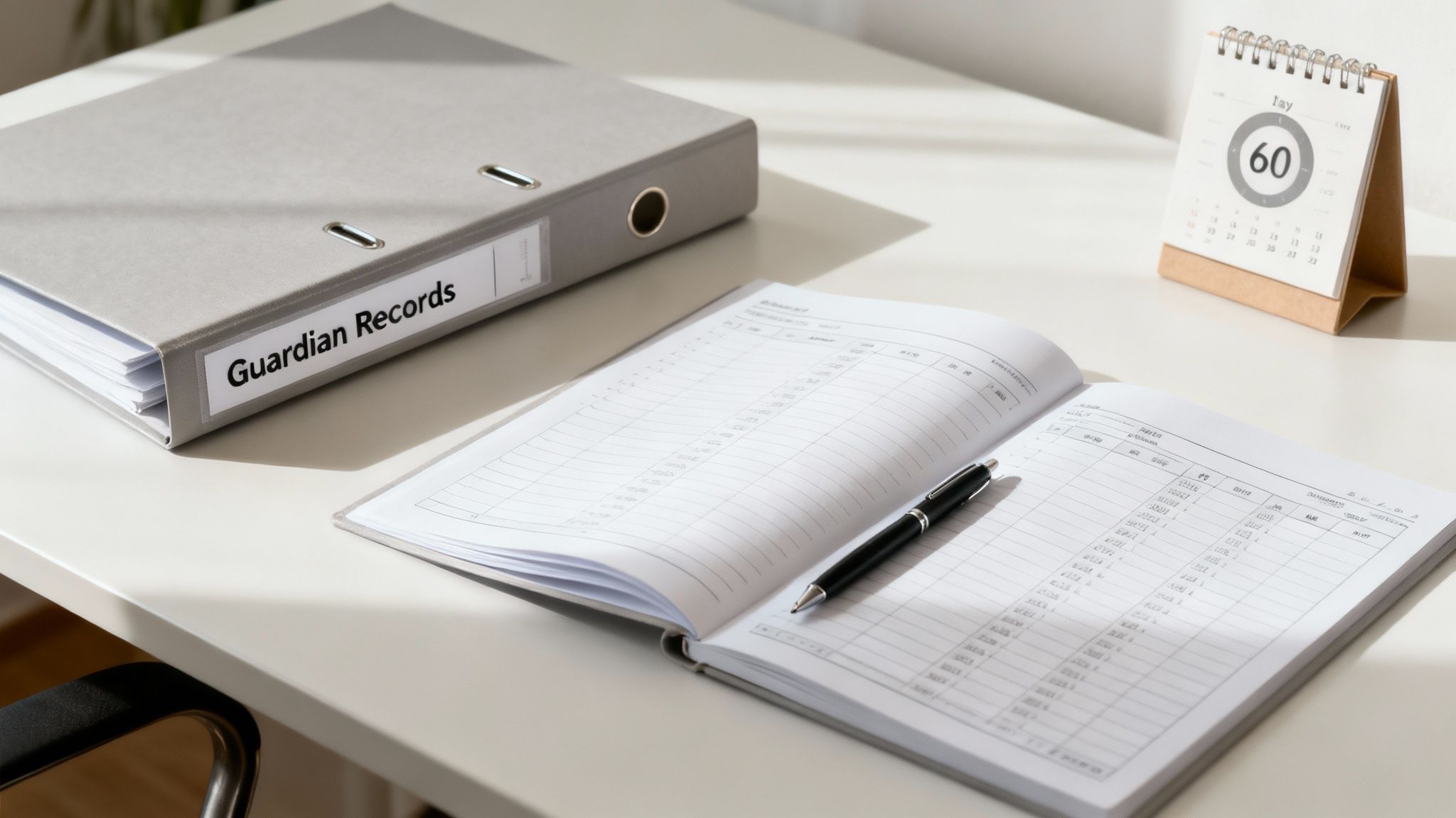 A family member carefully reviewing legal documents for guardianship.