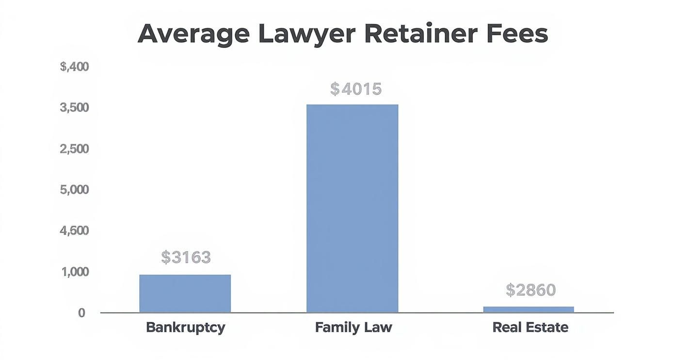 Infographic about average retainer fee for lawyer