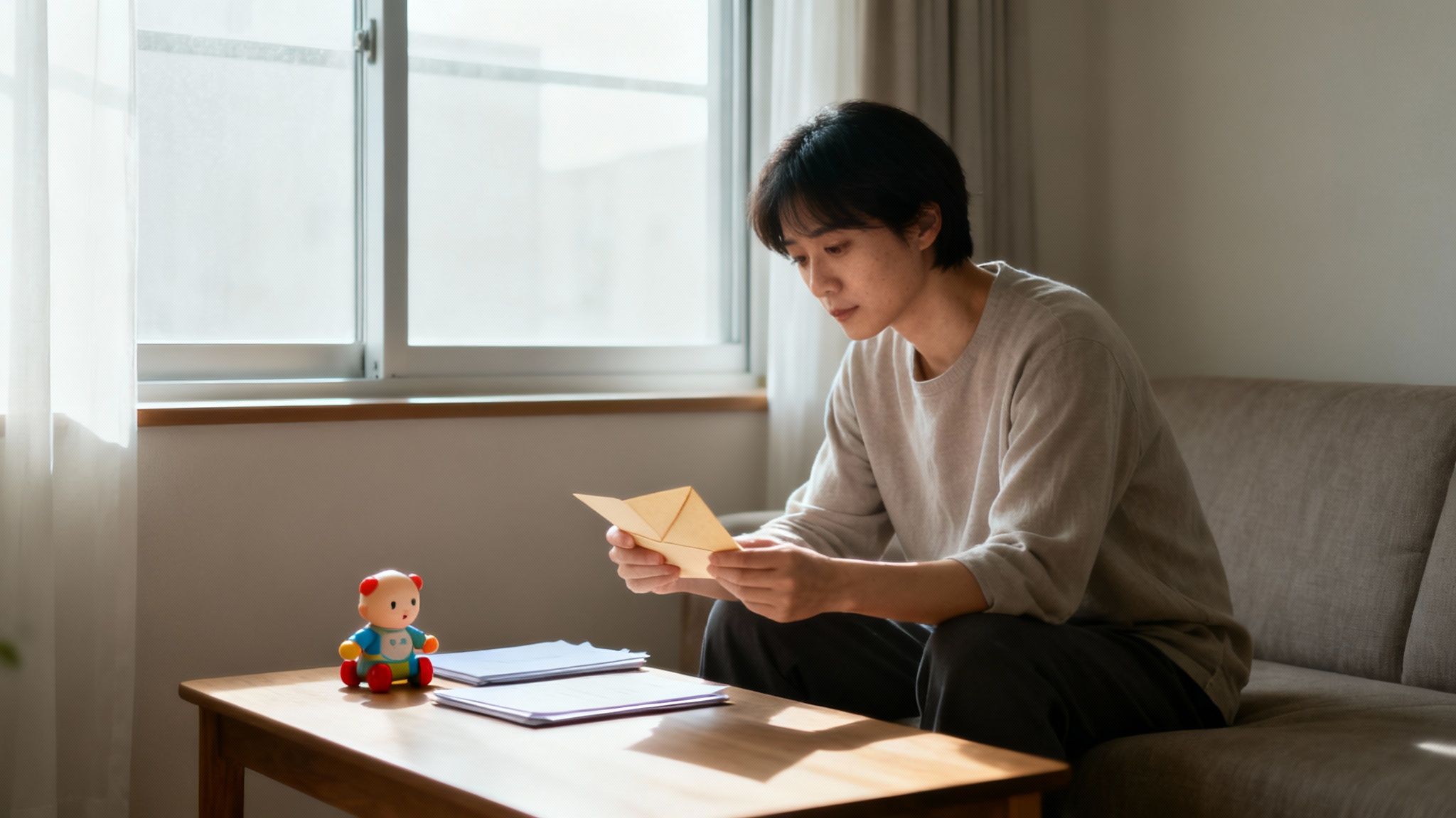 A compassionate lawyer reviewing documents with a grieving family member at a table.
