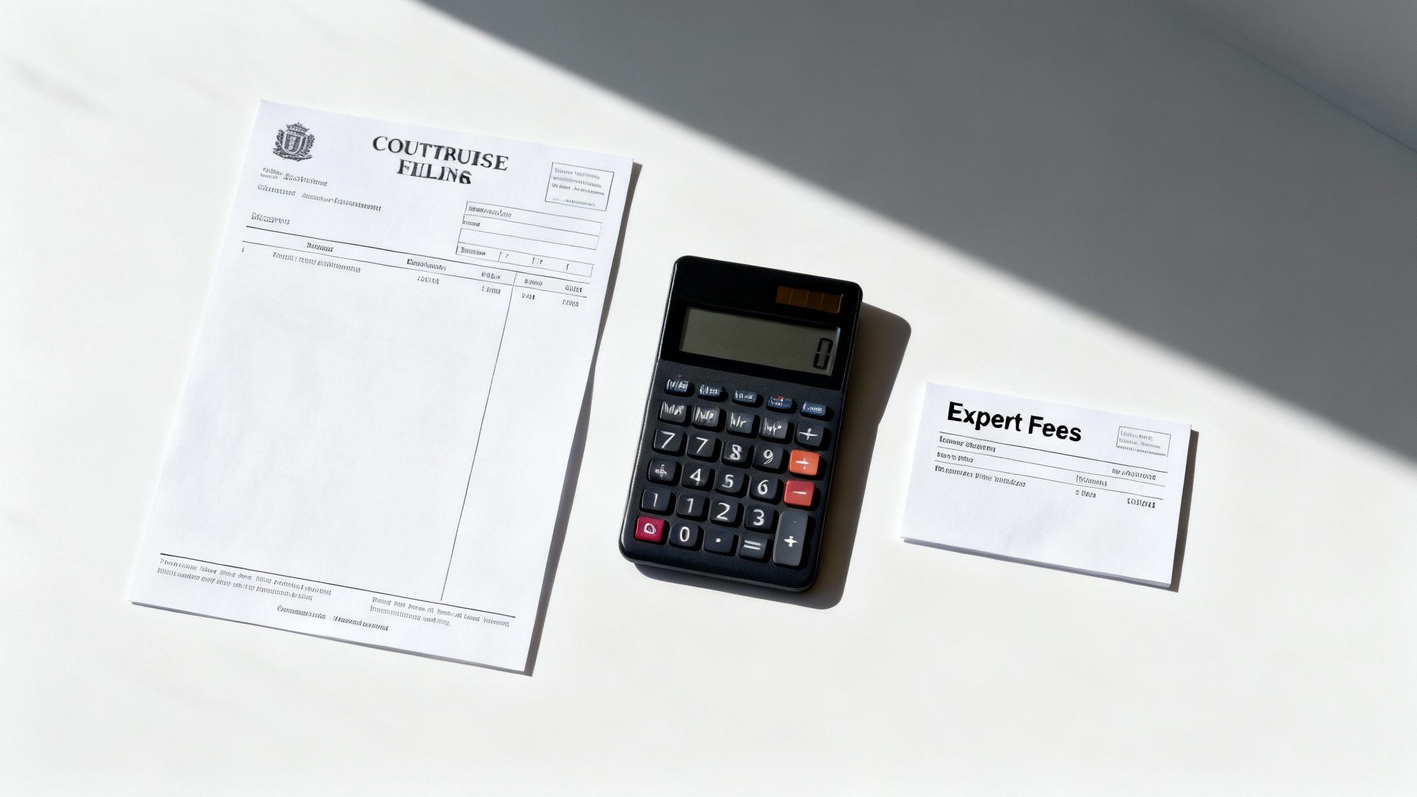 A checklist with various expense icons, symbolizing the additional costs of divorce beyond attorney fees.