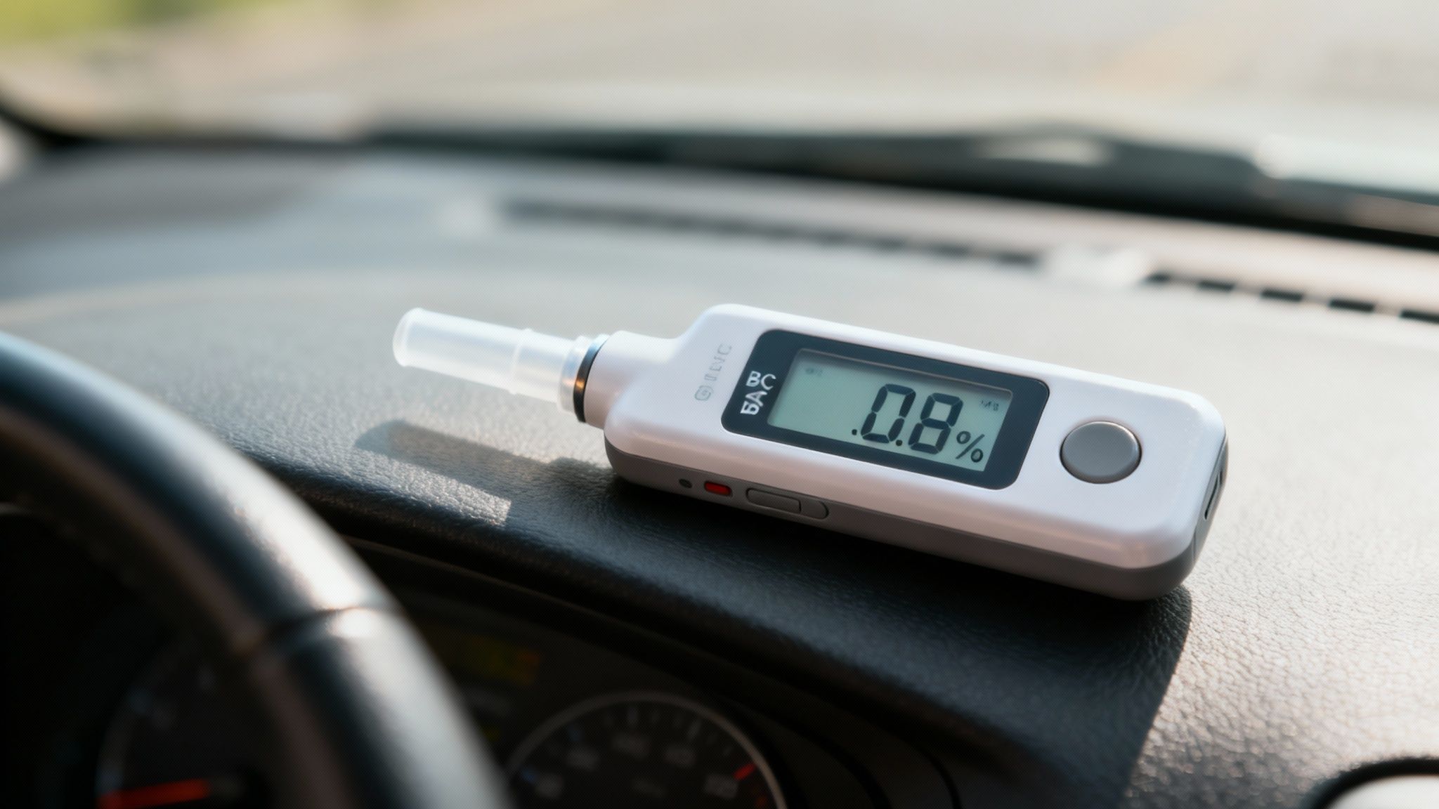 A police officer administering a field sobriety test to a driver on the roadside.