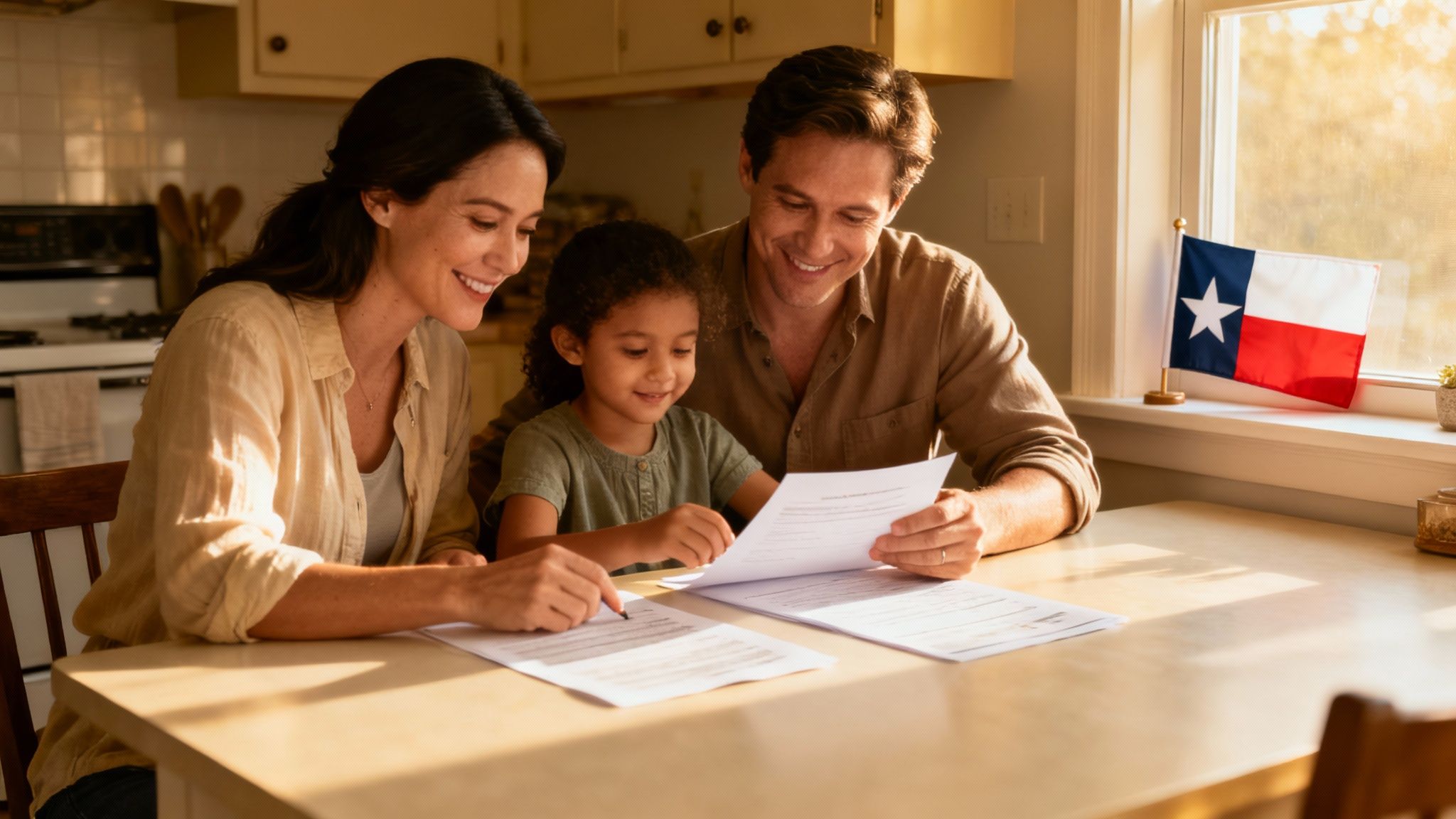 A happy family smiling together, representing the joy of adoption.