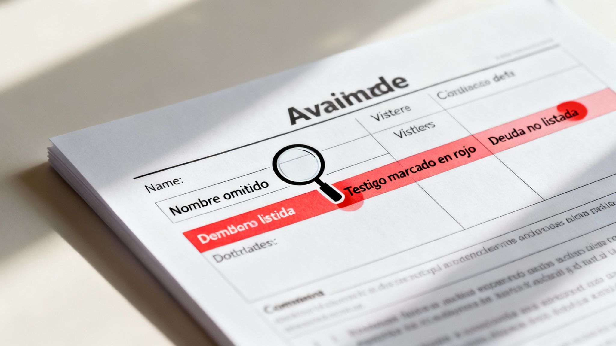 Una persona revisando un documento legal con preocupación, simbolizando los errores a evitar.