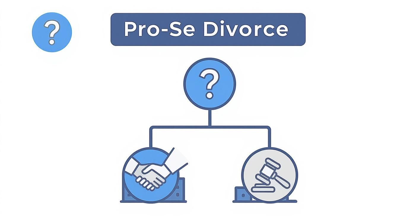 Infographic decision tree about pro se divorce
