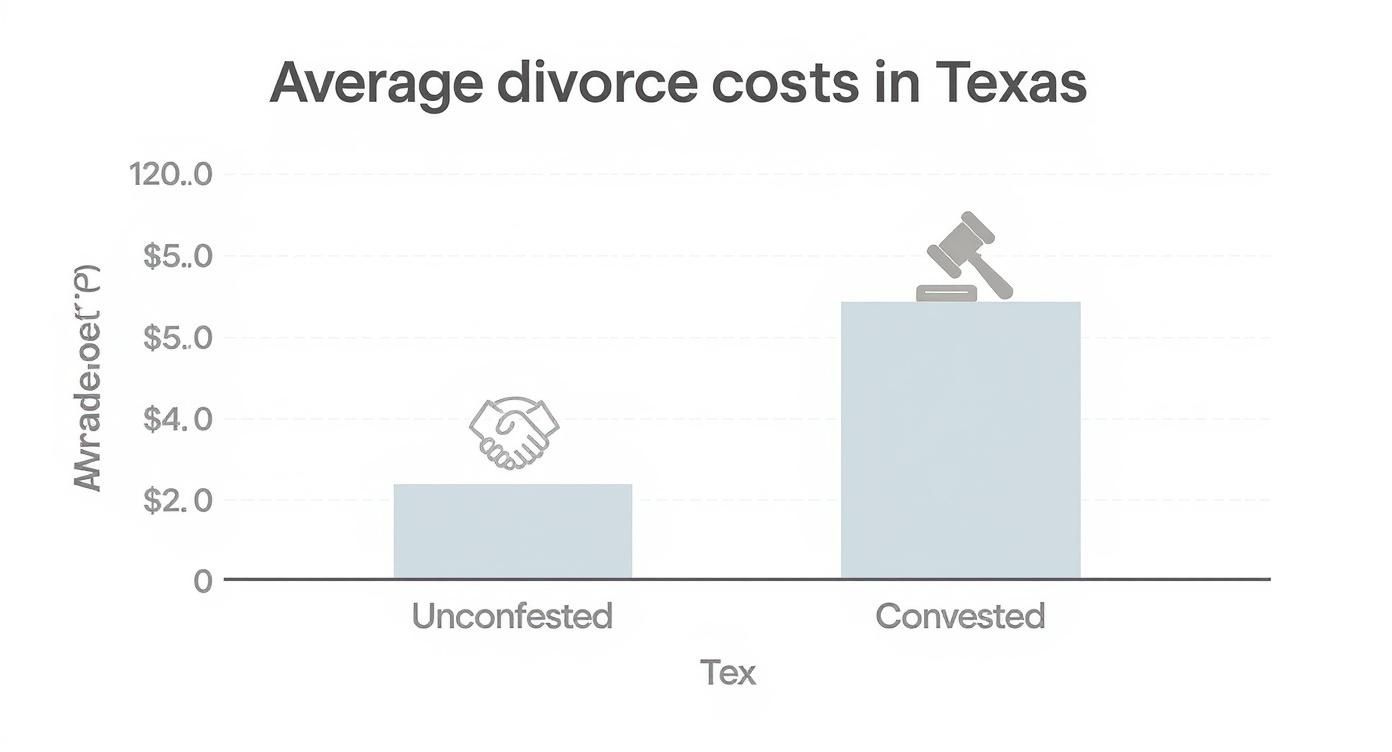 Infographic about how much for a divorce in texas