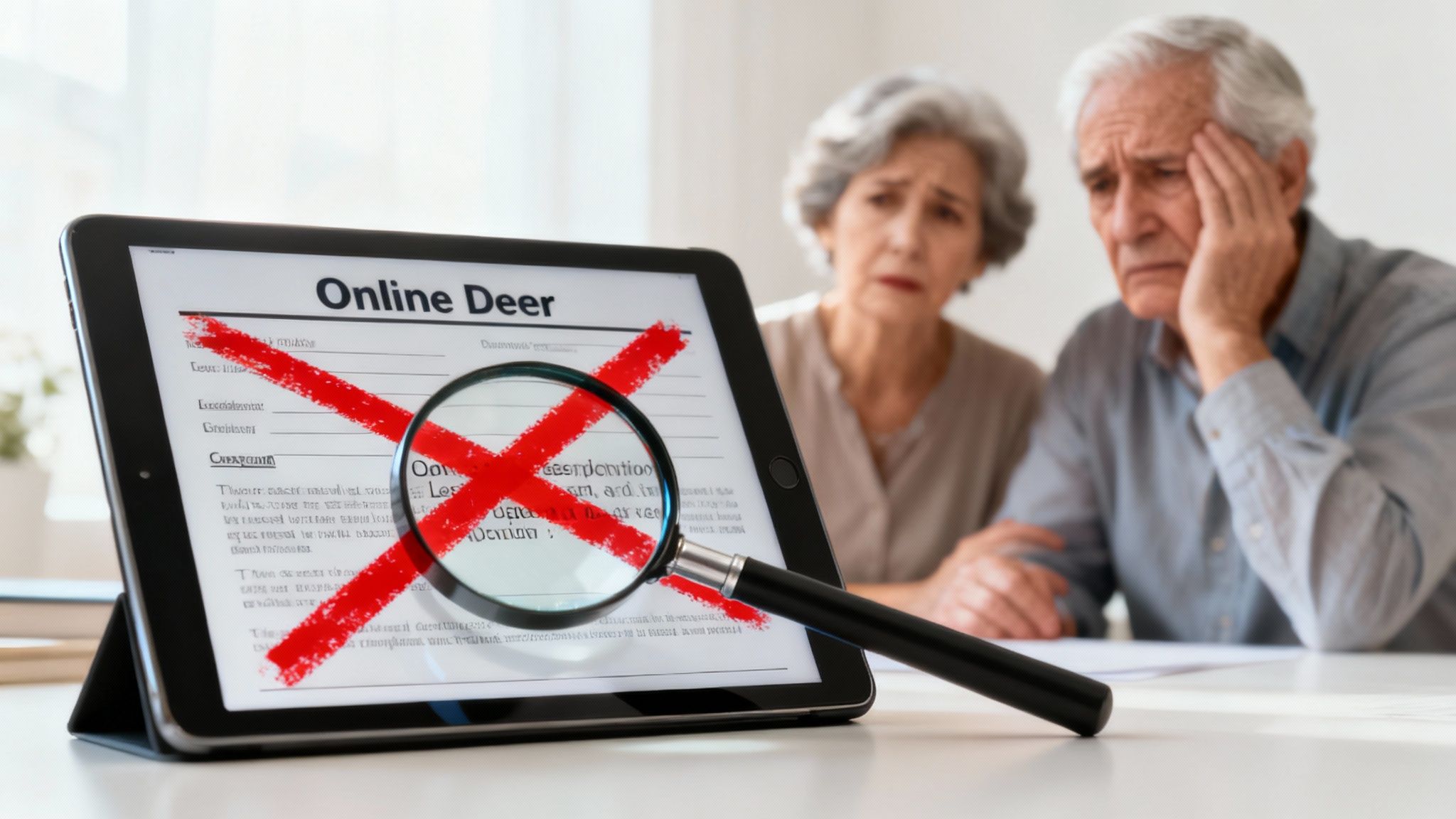 Una persona revisando cuidadosamente un documento legal con una lupa, destacando la importancia de la precisión.