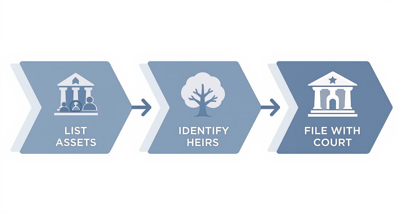 Infographic about probate without a will in texas