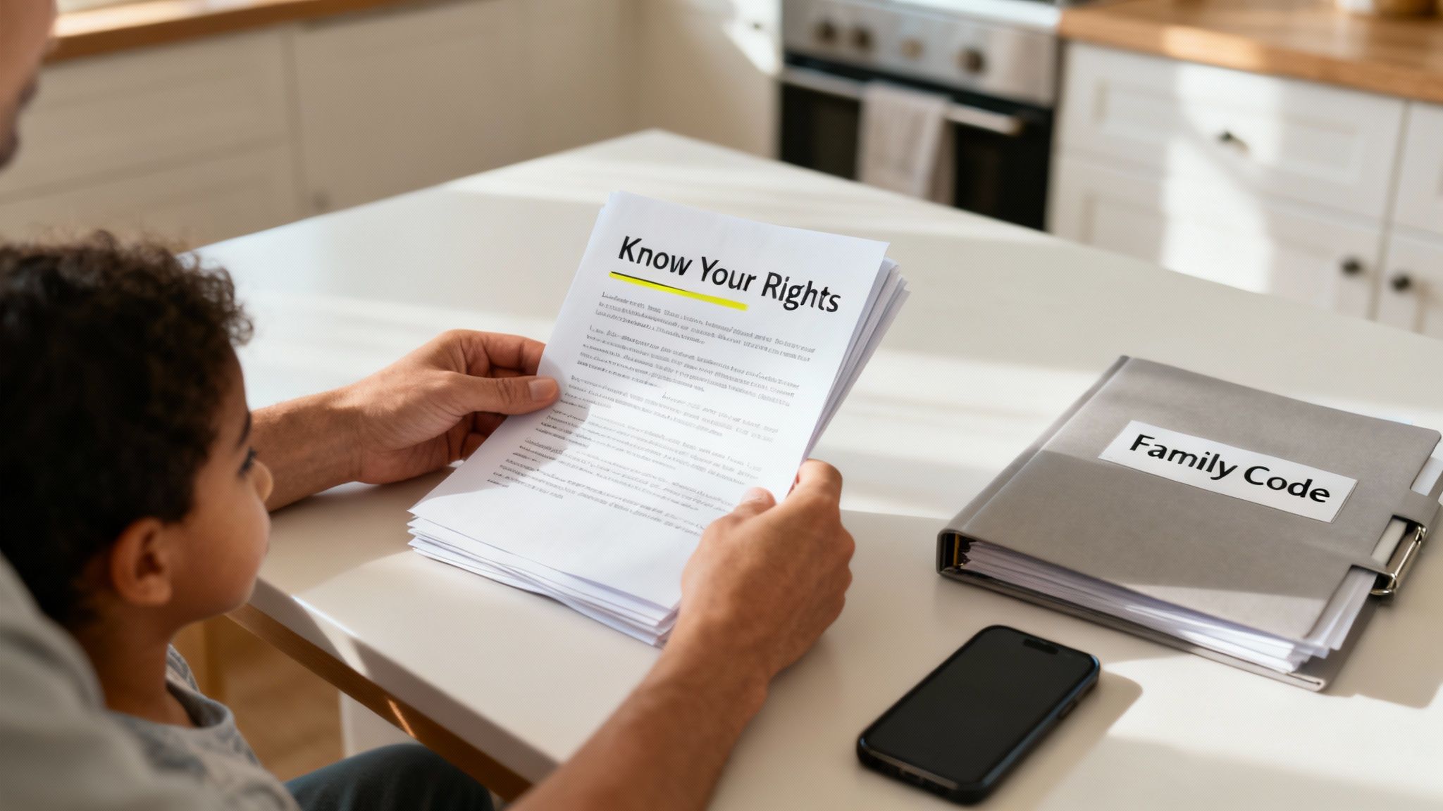 A set of scales of justice on a wooden desk, symbolizing legal rights and the court system.