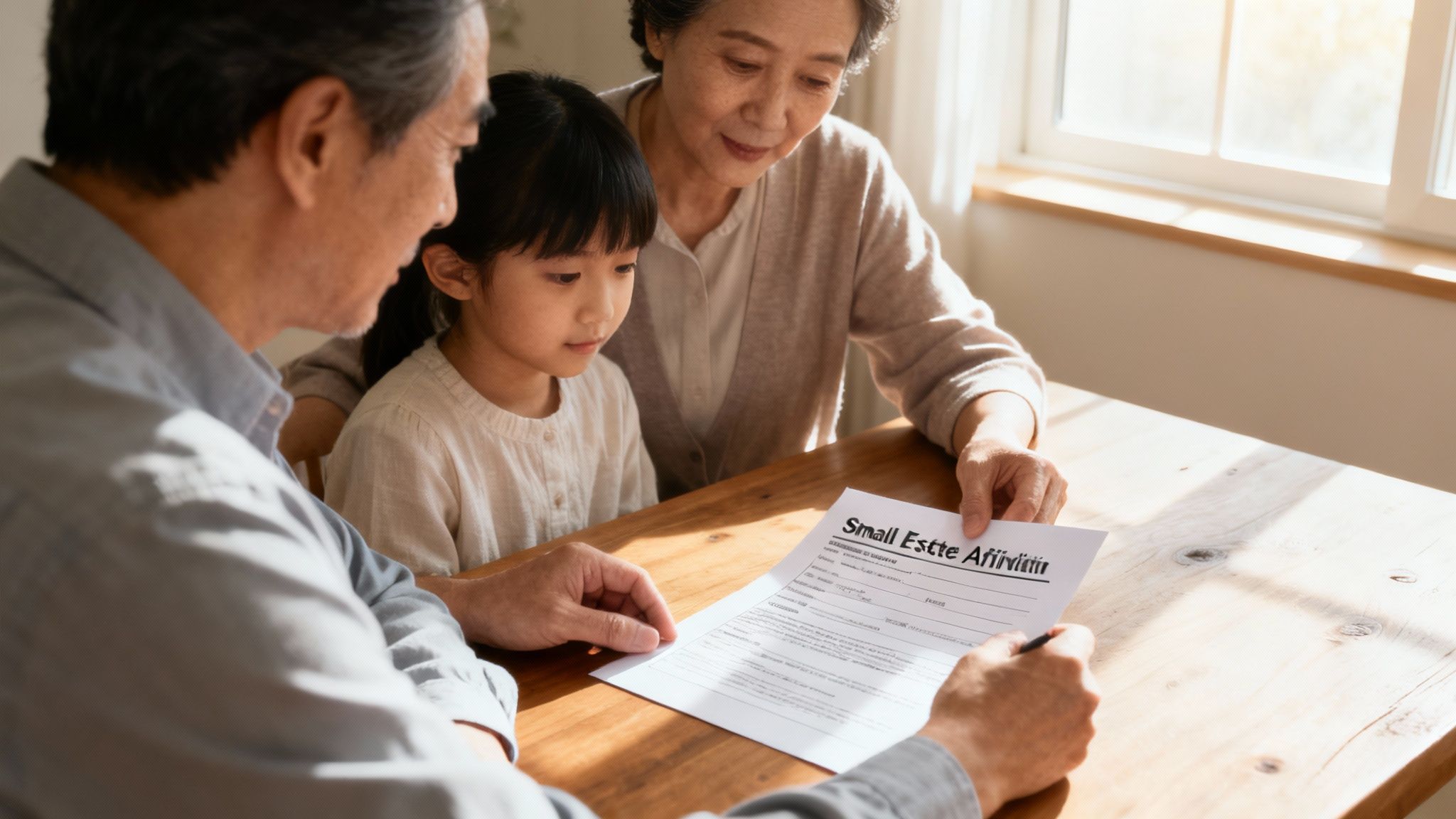 A compassionate lawyer reviewing legal documents with a client in a bright office.