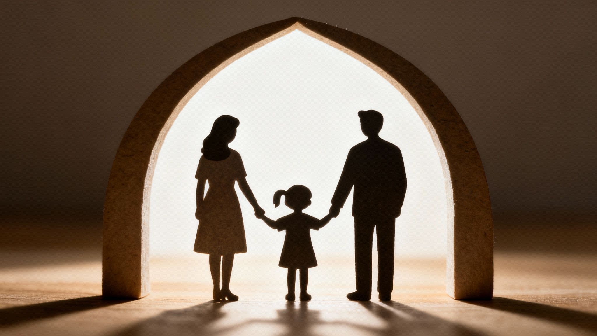 A parent's hands holding a child's hands, representing protection and care.