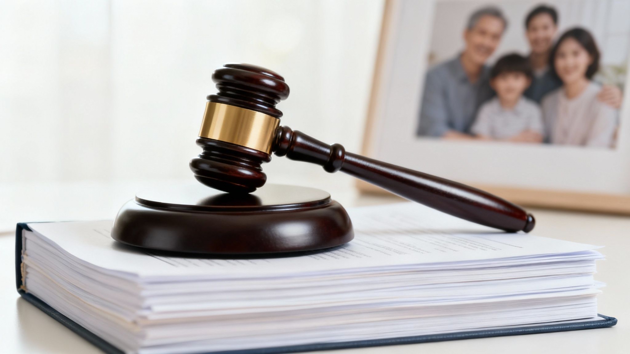 A courtroom gavel resting on a law book, symbolizing the serious legal nature of the decision.