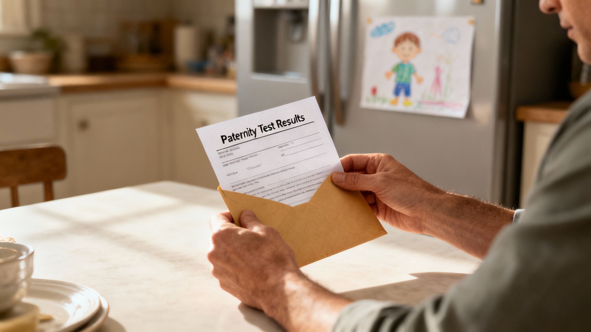 A legal document with test results being reviewed