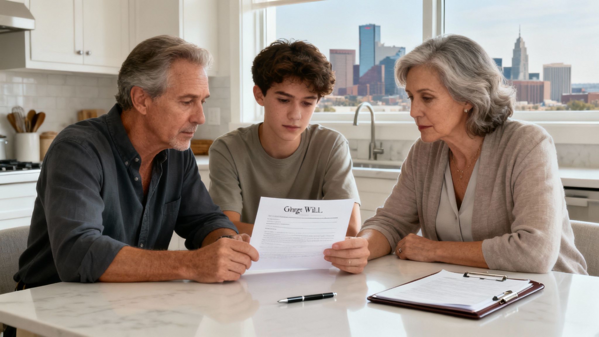 A family reviewing estate planning documents with their attorney.