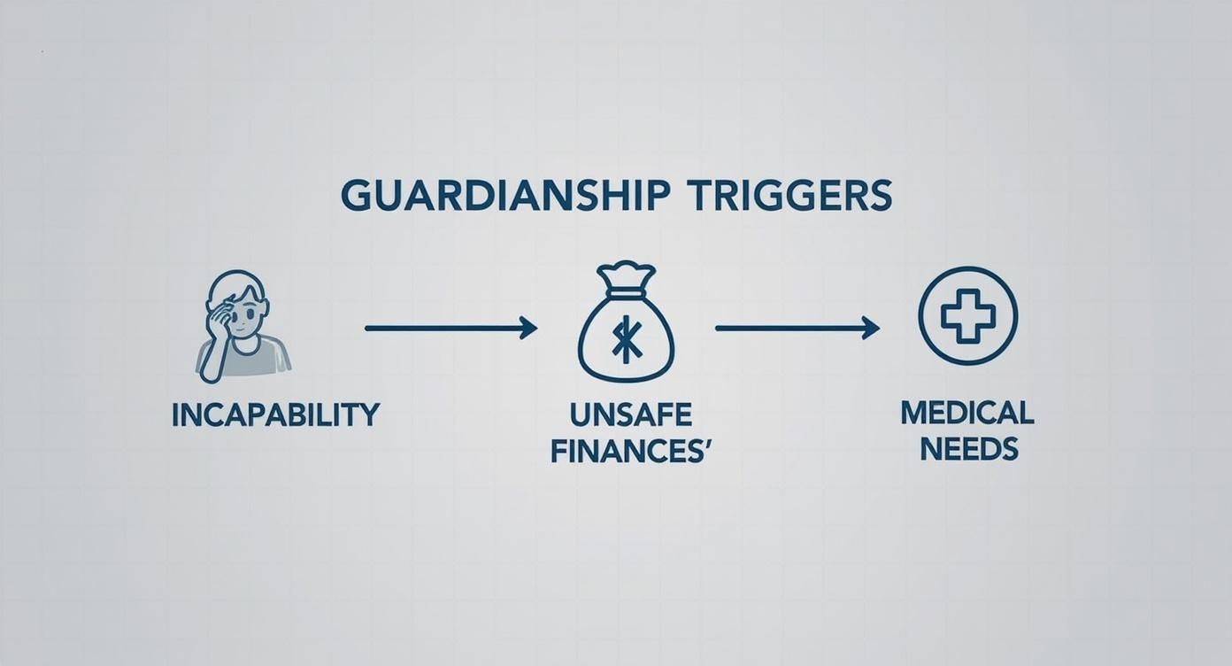 Infographic about how to get guardianship of a parent