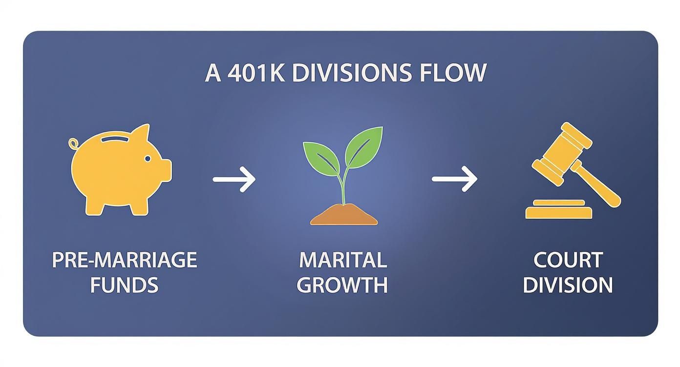 Infographic about dividing a 401k in a divorce