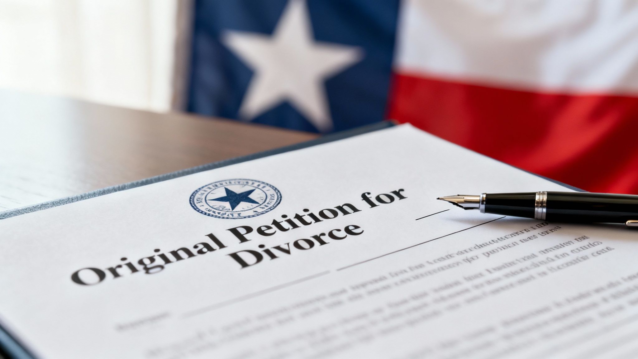 A person signing divorce papers with a pen