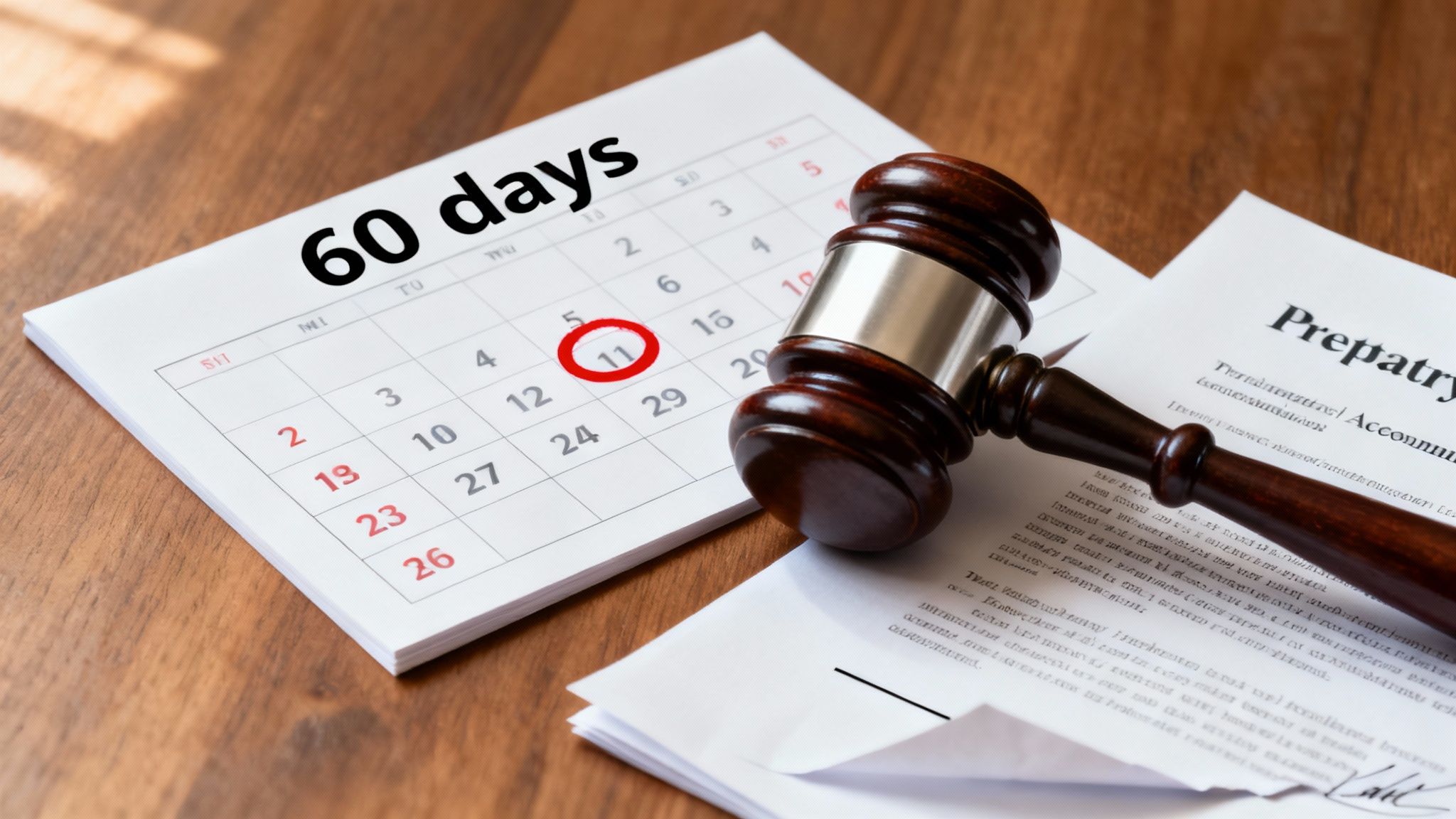 A calendar with a specific date circled, symbolizing the strict deadlines for challenging an acknowledgment of paternity.