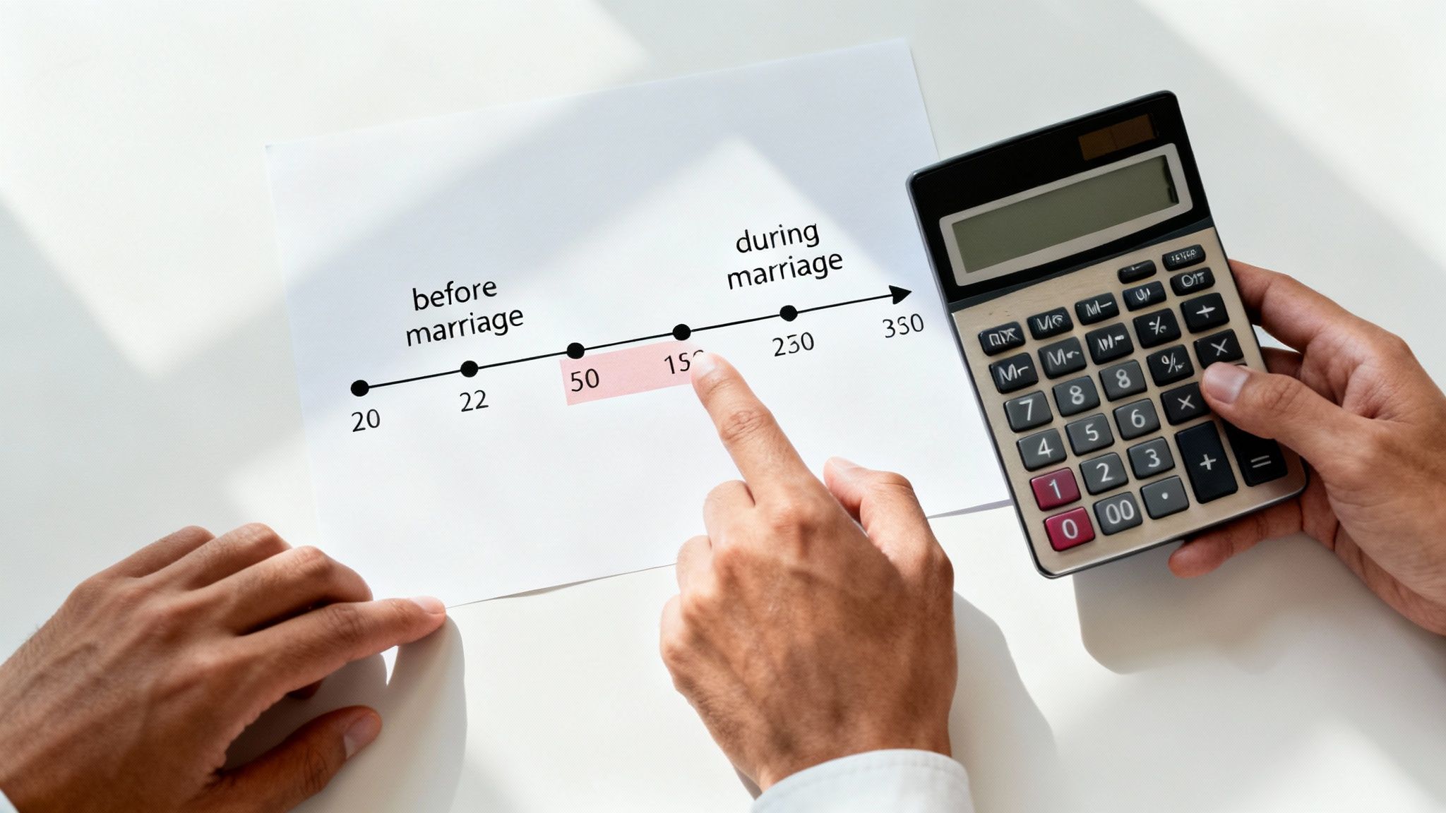 Calculator and papers for a 401k split during divorce