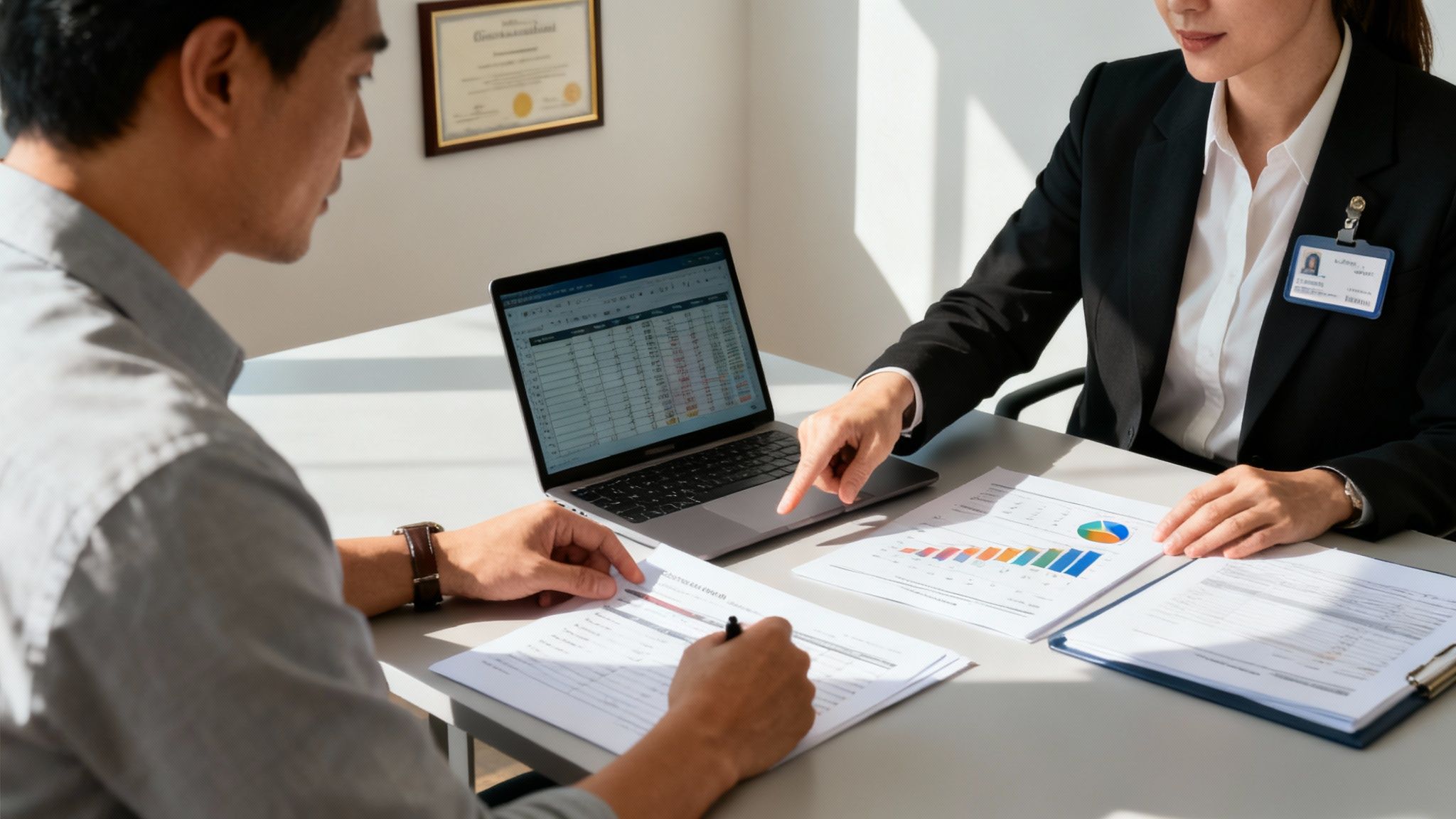 Valuation Expert Reviewing Financials