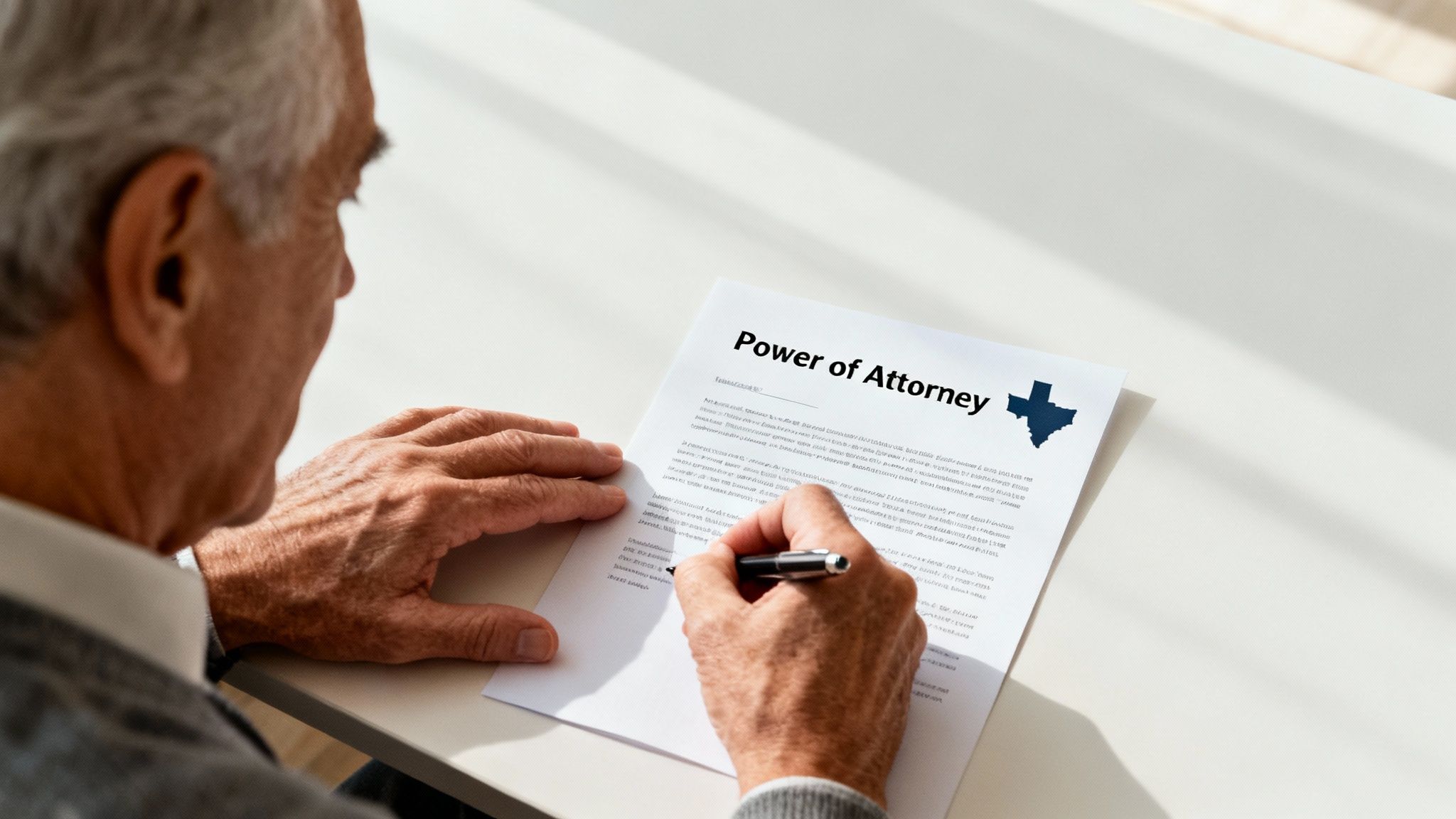 A person signing an official legal document with a pen