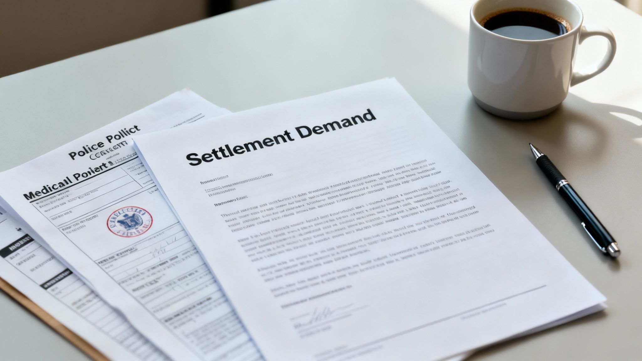 A person sitting at a desk looking stressed while on the phone, representing the difficulty of dealing with insurance adjusters.