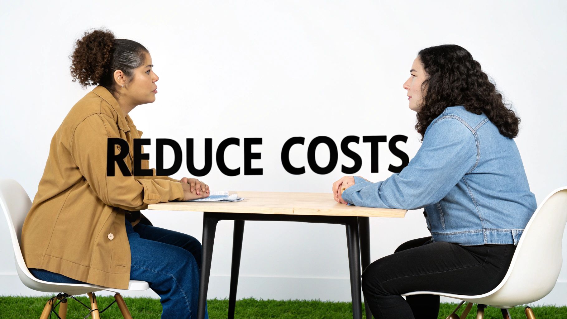 A person organizing financial documents at a desk, looking focused and in control.