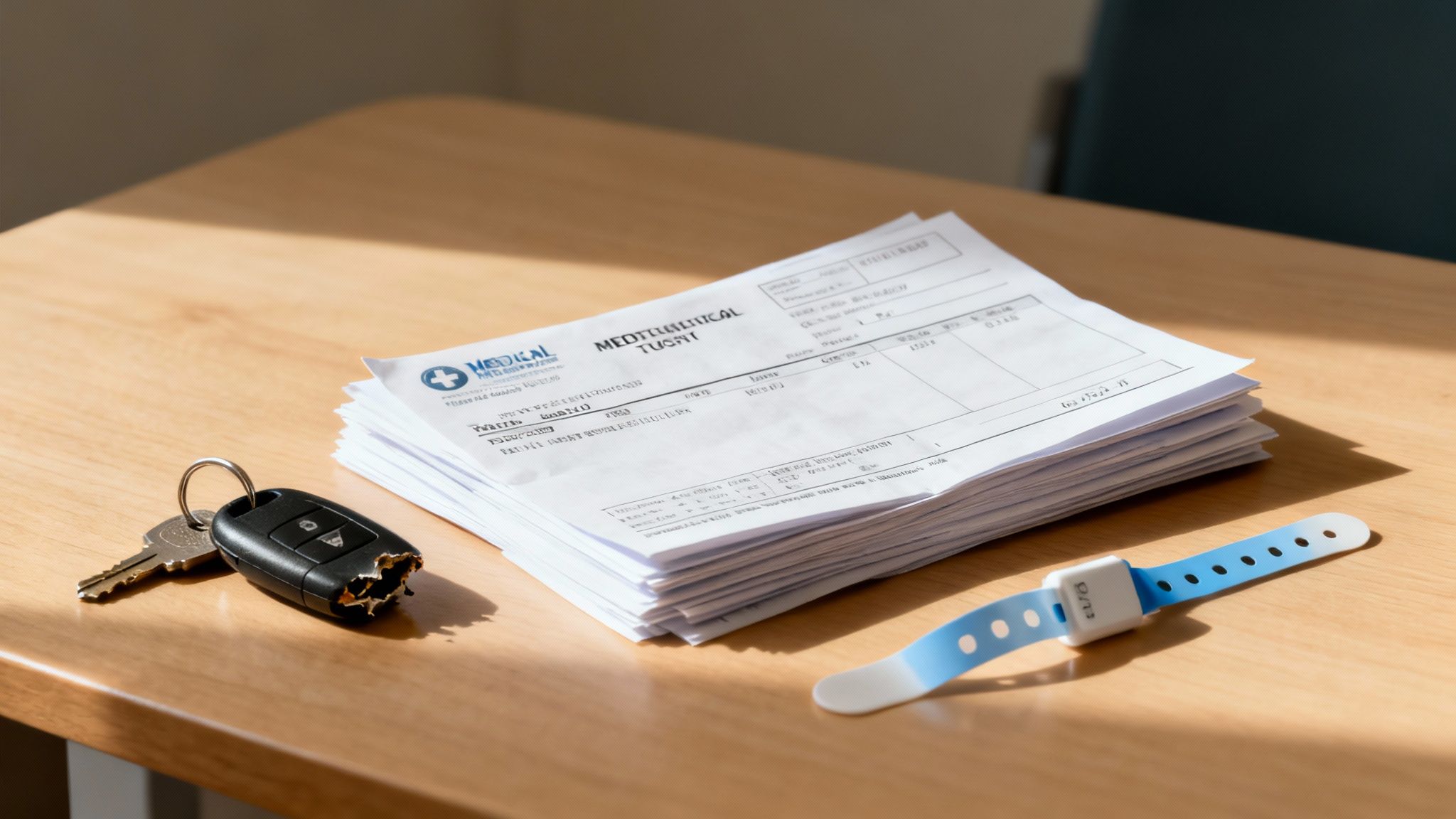 A doctor reviewing a patient's medical scans, symbolizing the high cost of medical care after an accident.