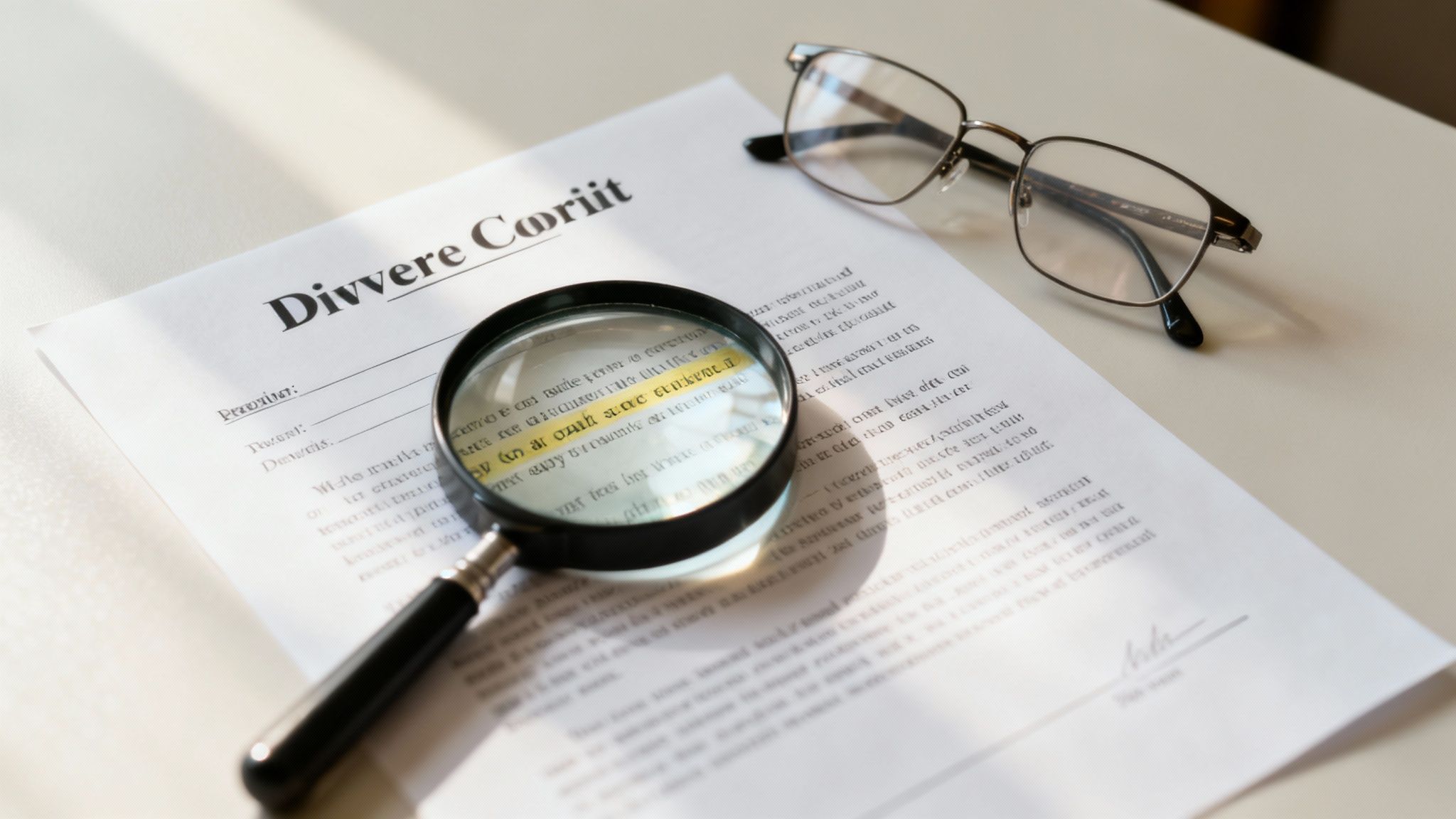 Couple looking stressed while reviewing documents at a table.