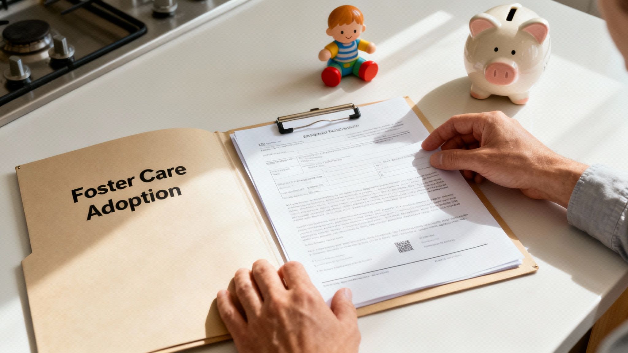 A loving family with adopted children smiling together.