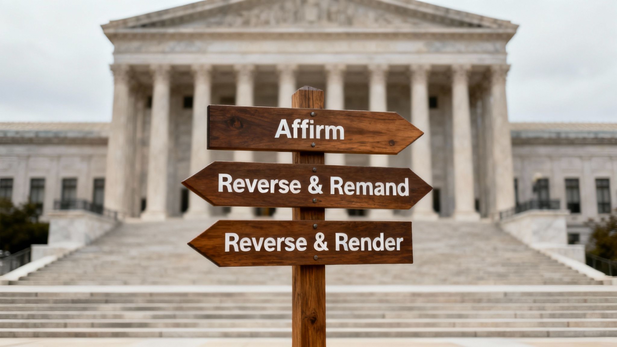 An image of a wooden gavel and a set of balanced scales, representing justice and the potential outcomes of a court appeal.