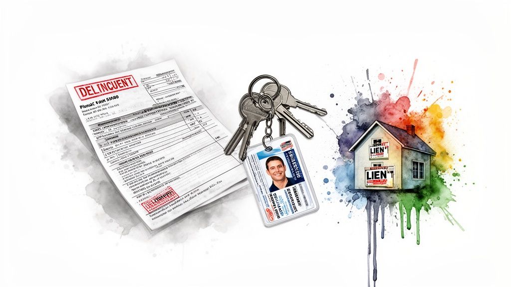 Delinquent child support notice with keys and ID, symbolizing financial distress and legal implications for Texas families.