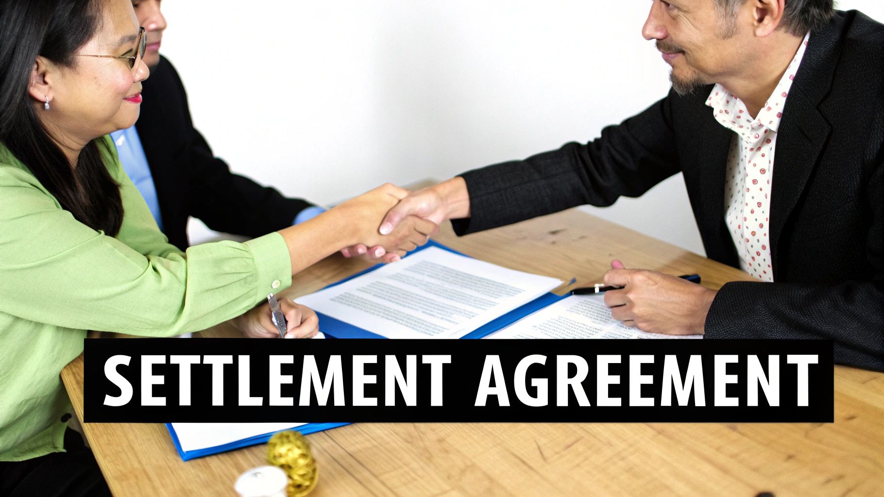 A signed legal document with a gavel resting on top, symbolizing the finalization of a divorce.