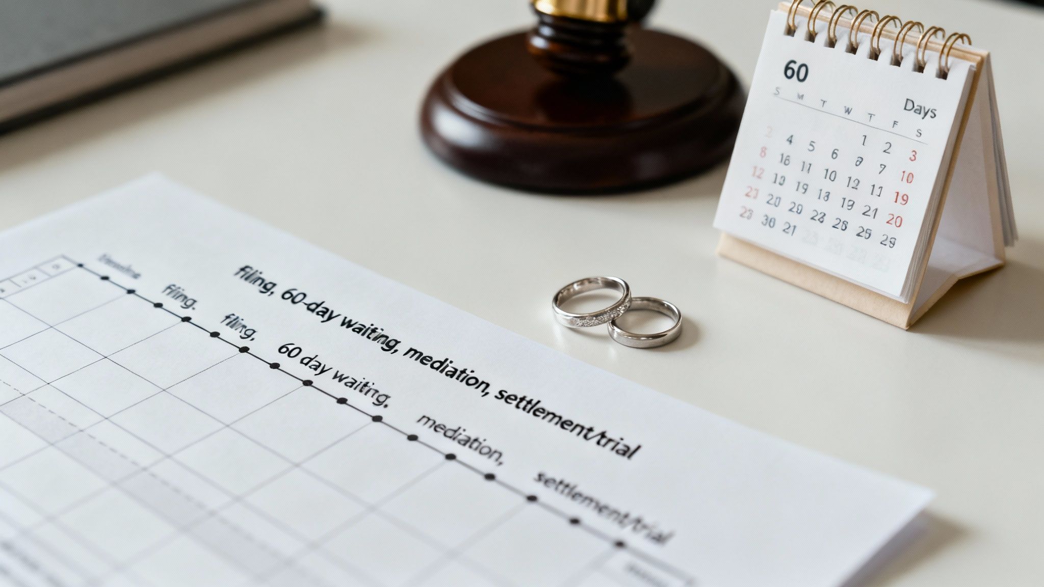 A calendar with a circle around a date, symbolizing a waiting period.