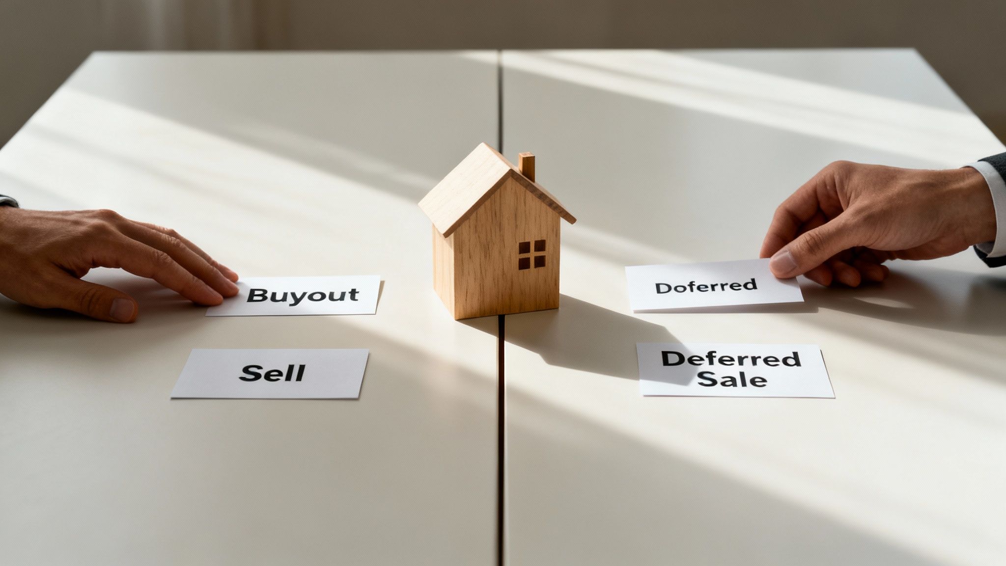 A family home with a 'for sale' sign in the front yard.
