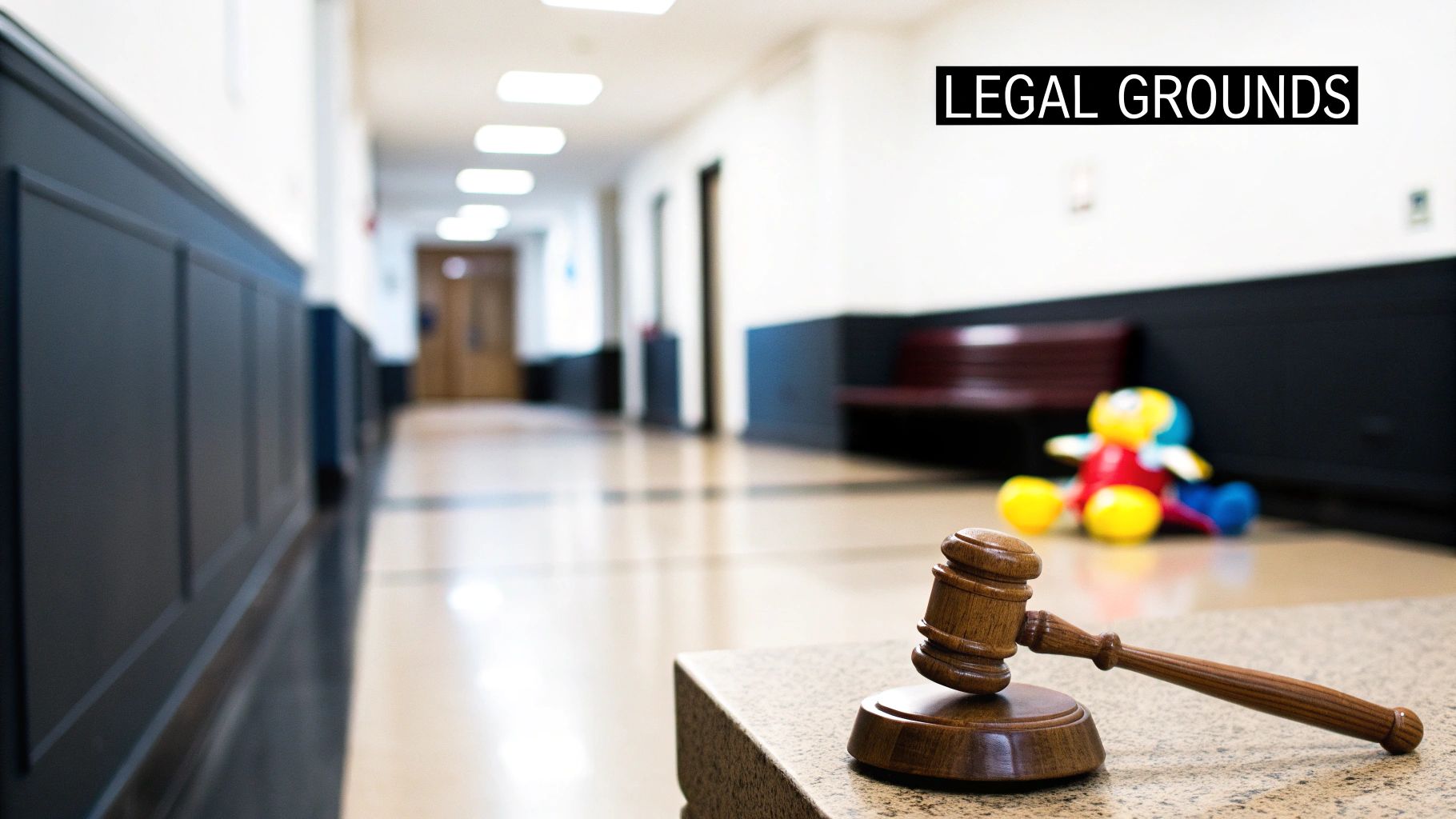 A legal document and a pen on a wooden desk, symbolizing the specific grounds required for termination of parental rights.