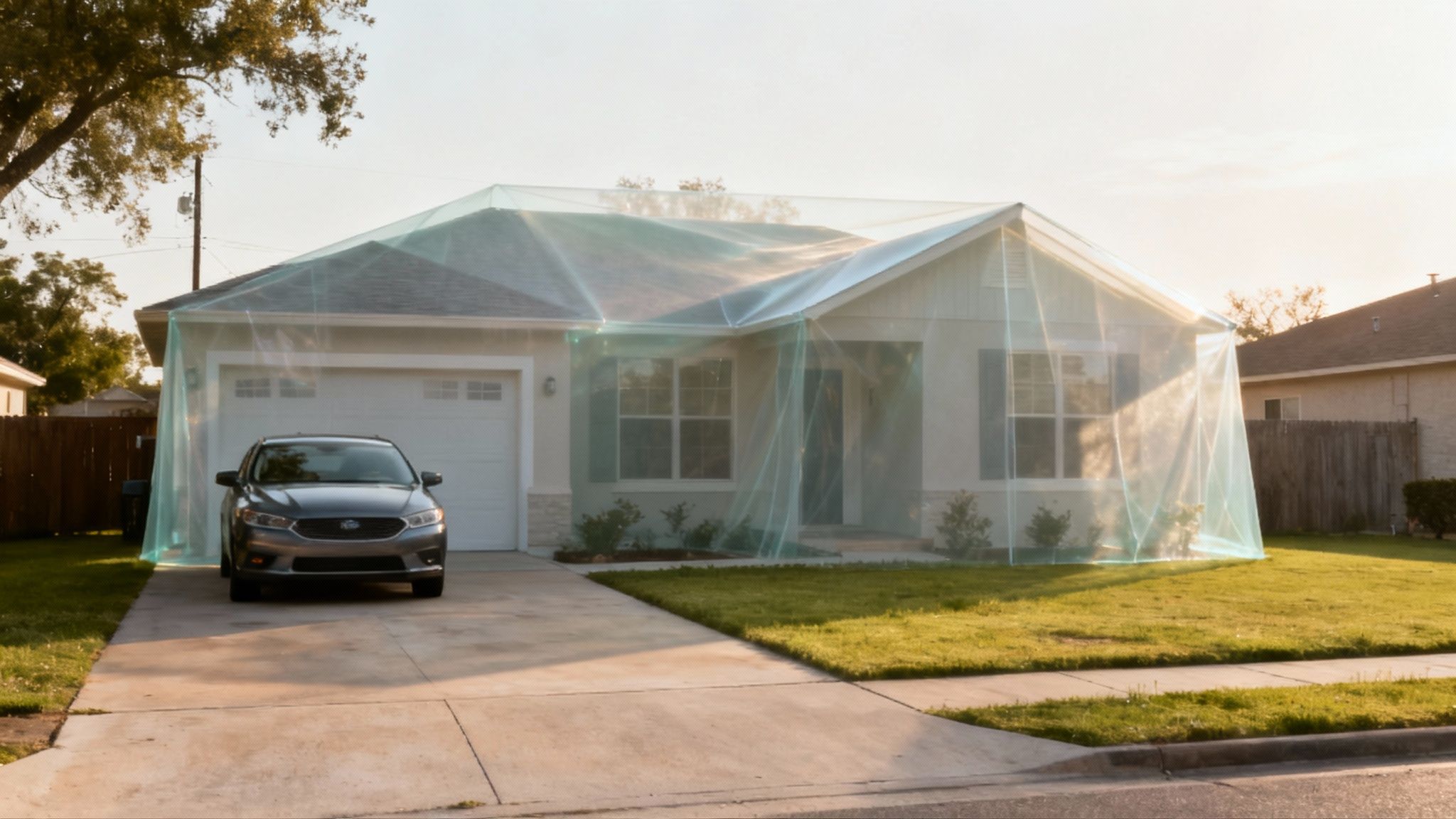 Una casa familiar con un coche aparcado delante, simbolizando los bienes que la gente teme perder en la bancarrota.