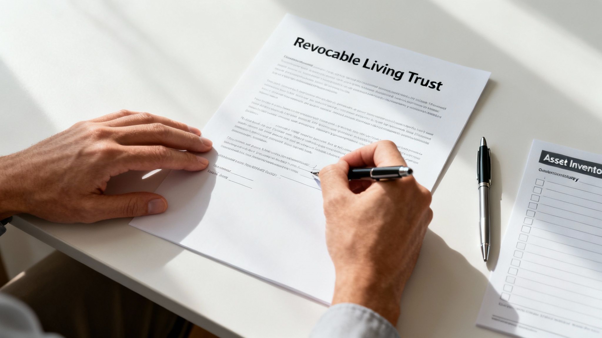 A Texas family reviewing estate planning documents together.