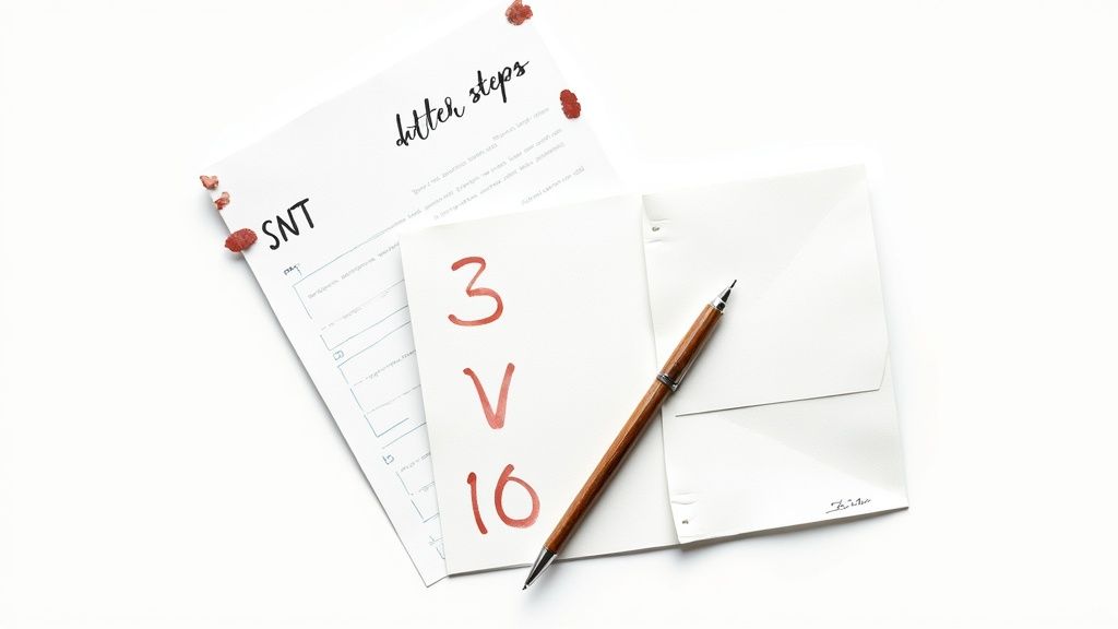 SNT planning worksheet with handwritten "3 V 10" and a pen, symbolizing steps in creating a special needs trust for families.