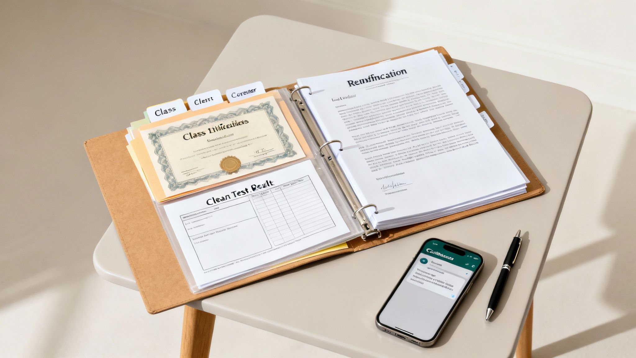 A person organizing documents in a binder, representing the organization of a CPS case file.