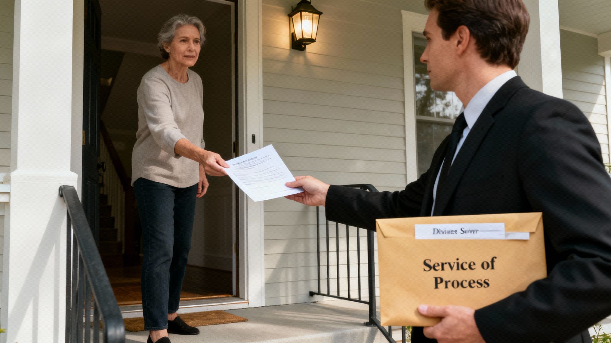 A person receives an official legal envelope