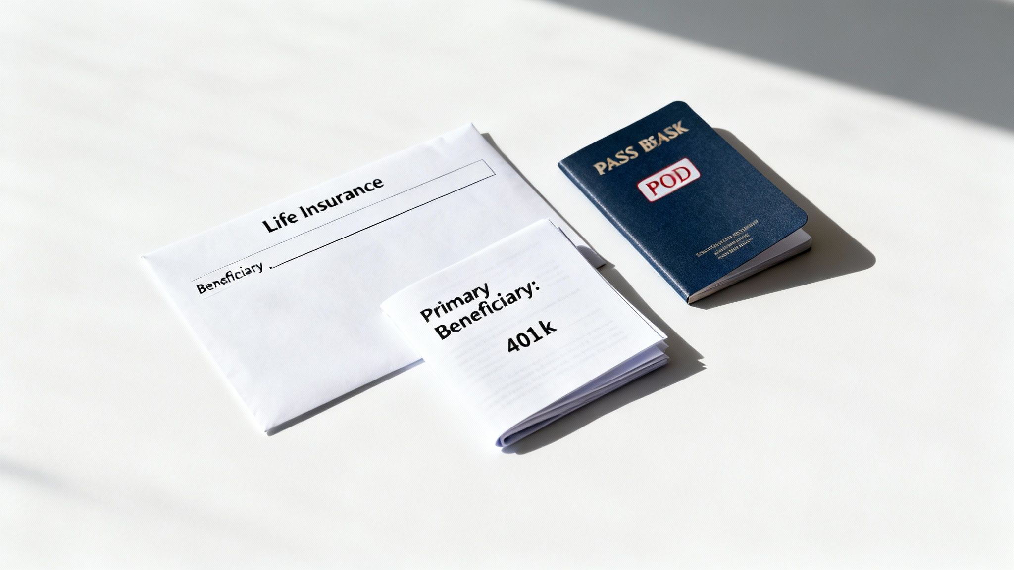 A person signing a document, representing a beneficiary designation