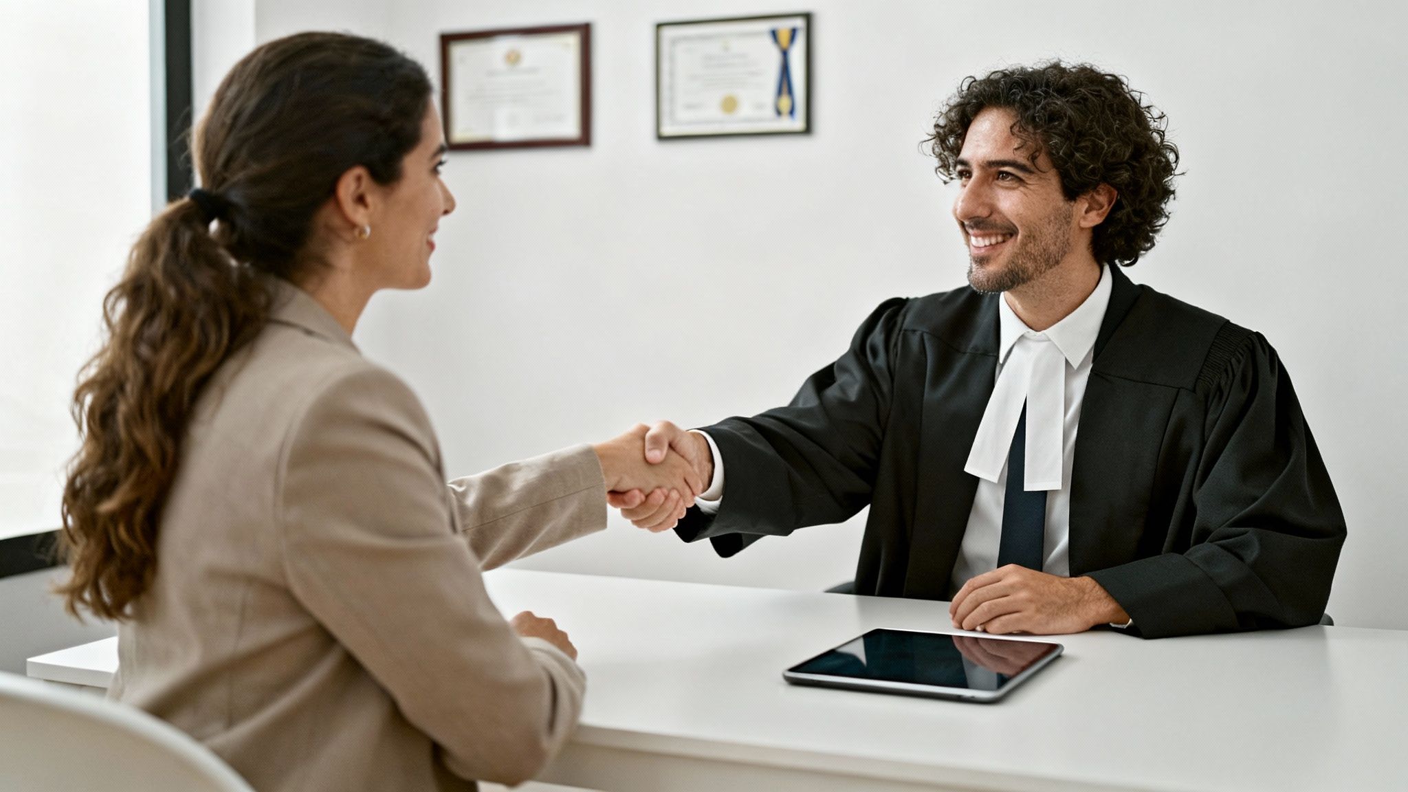 Equipo de abogados en español en una sala de juntas