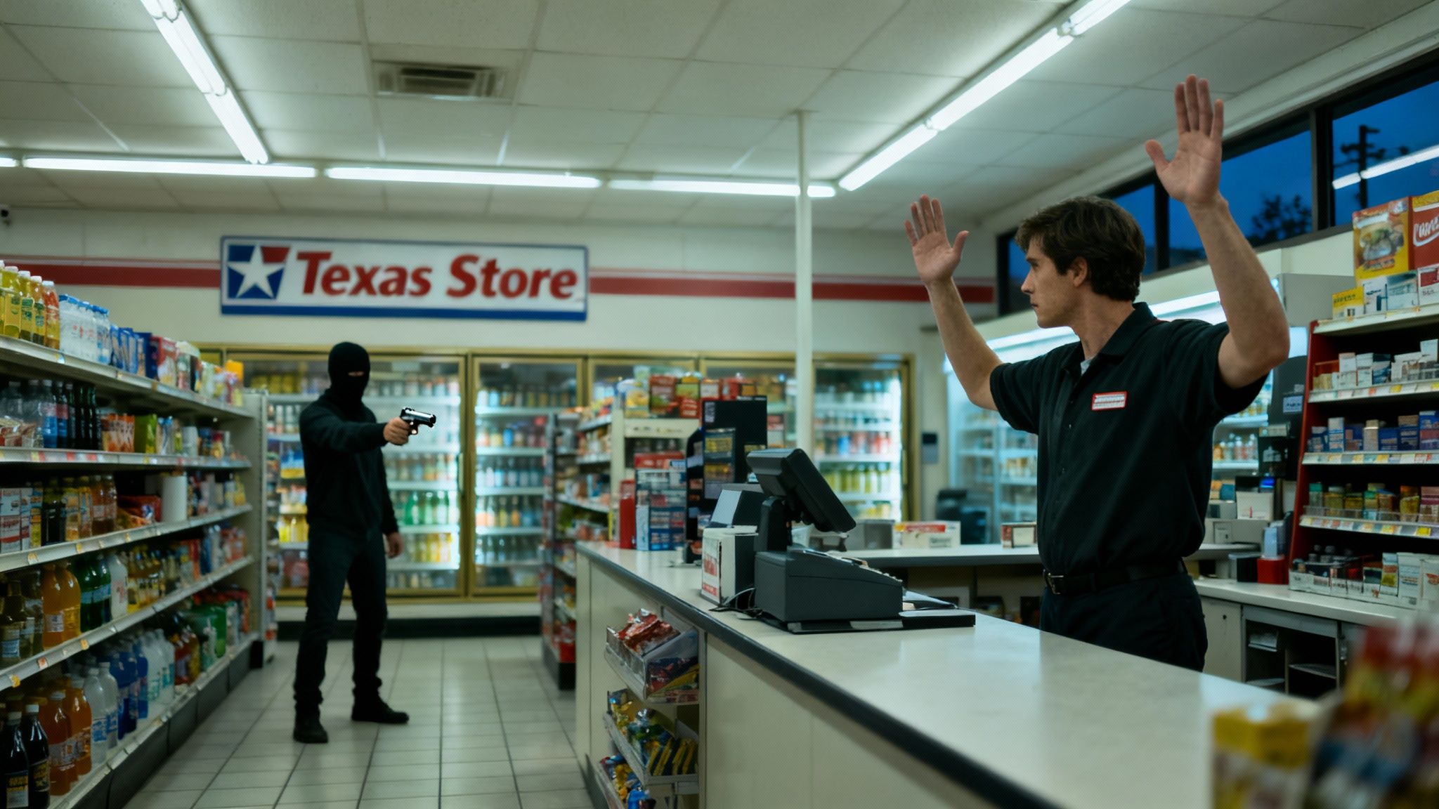 A person in a hoodie snatching a purse in a dark parking garage.