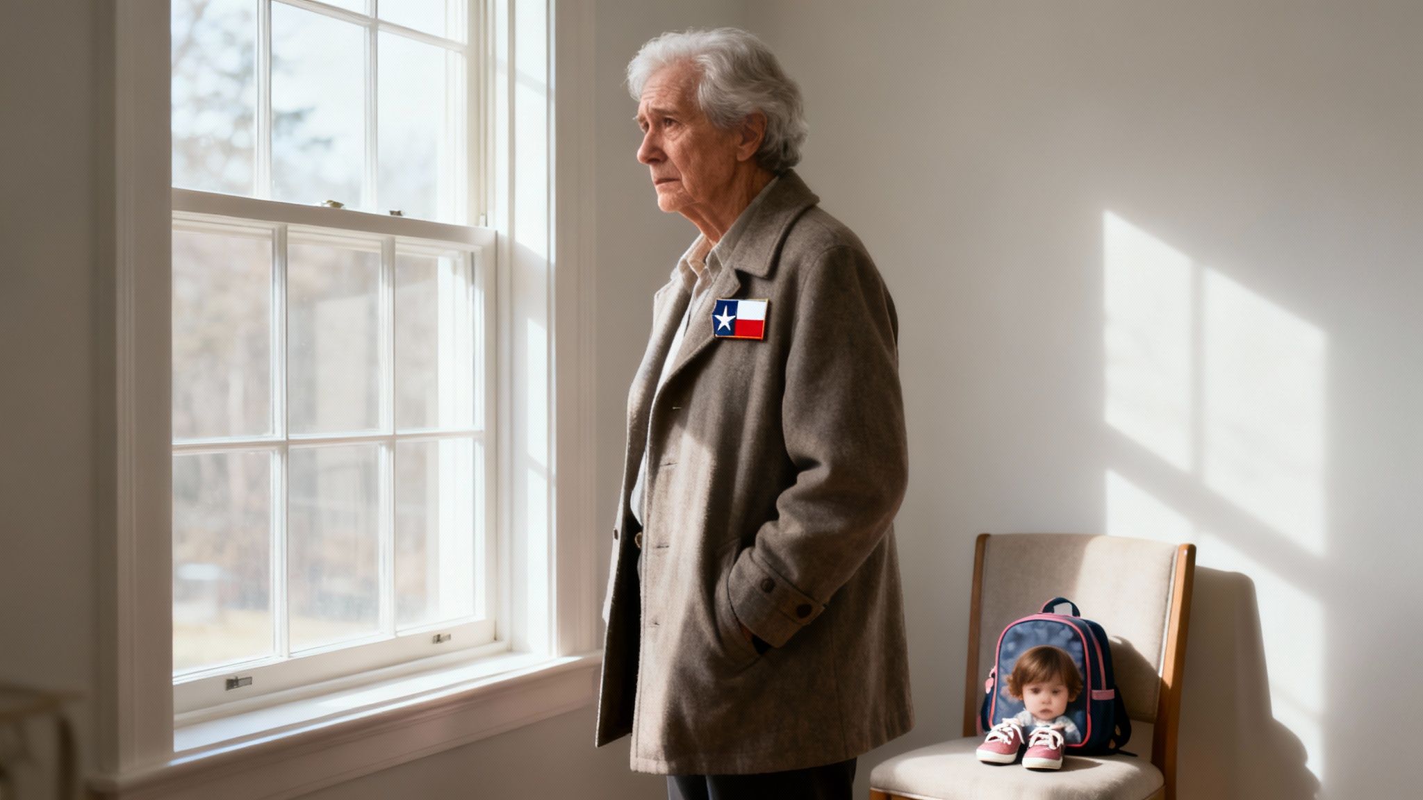 A grandmother hugging her young granddaughter, both looking relieved and happy.