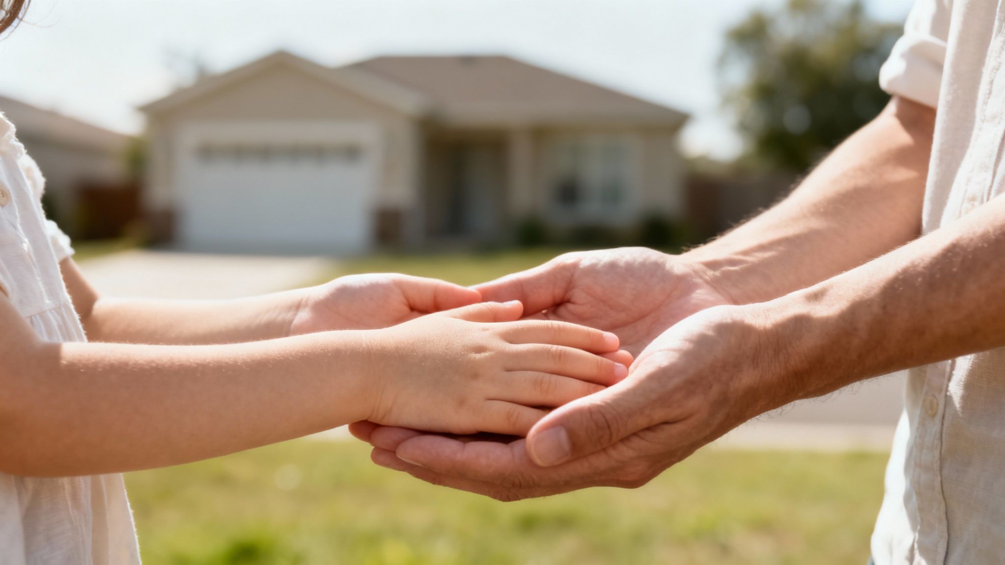 A hopeful adoptive mother gently holding a newborn baby's hand.