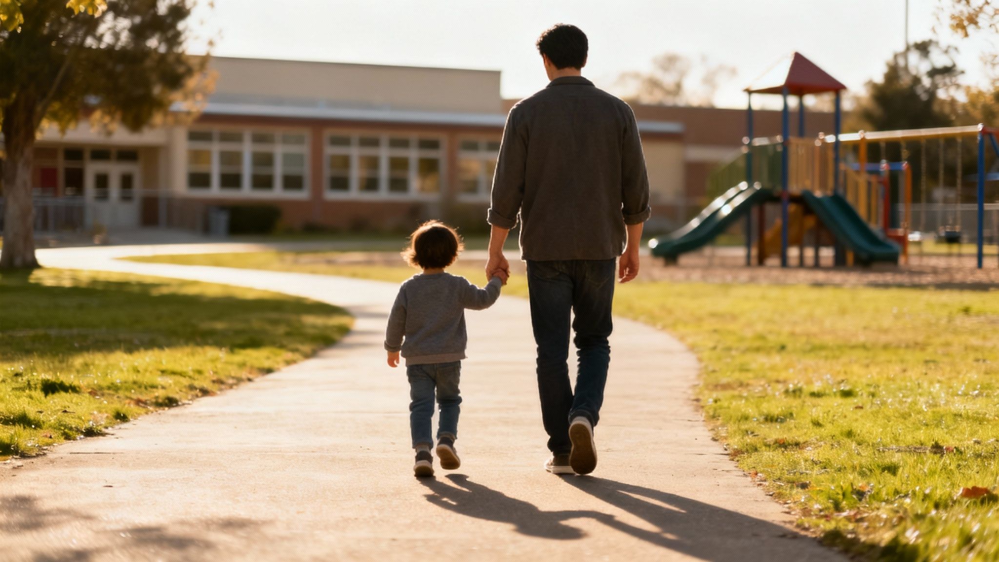 A parent gently holding a child's hand, symbolizing comfort and stability.