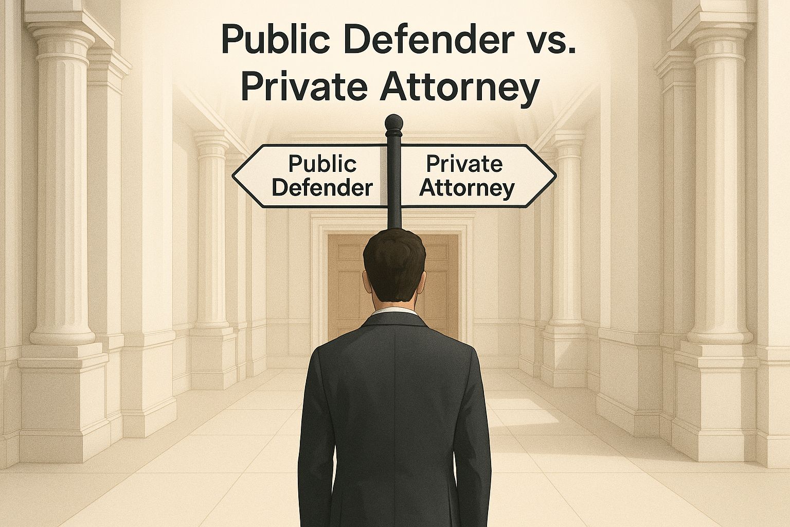 Infographic about public defender vs private attorney